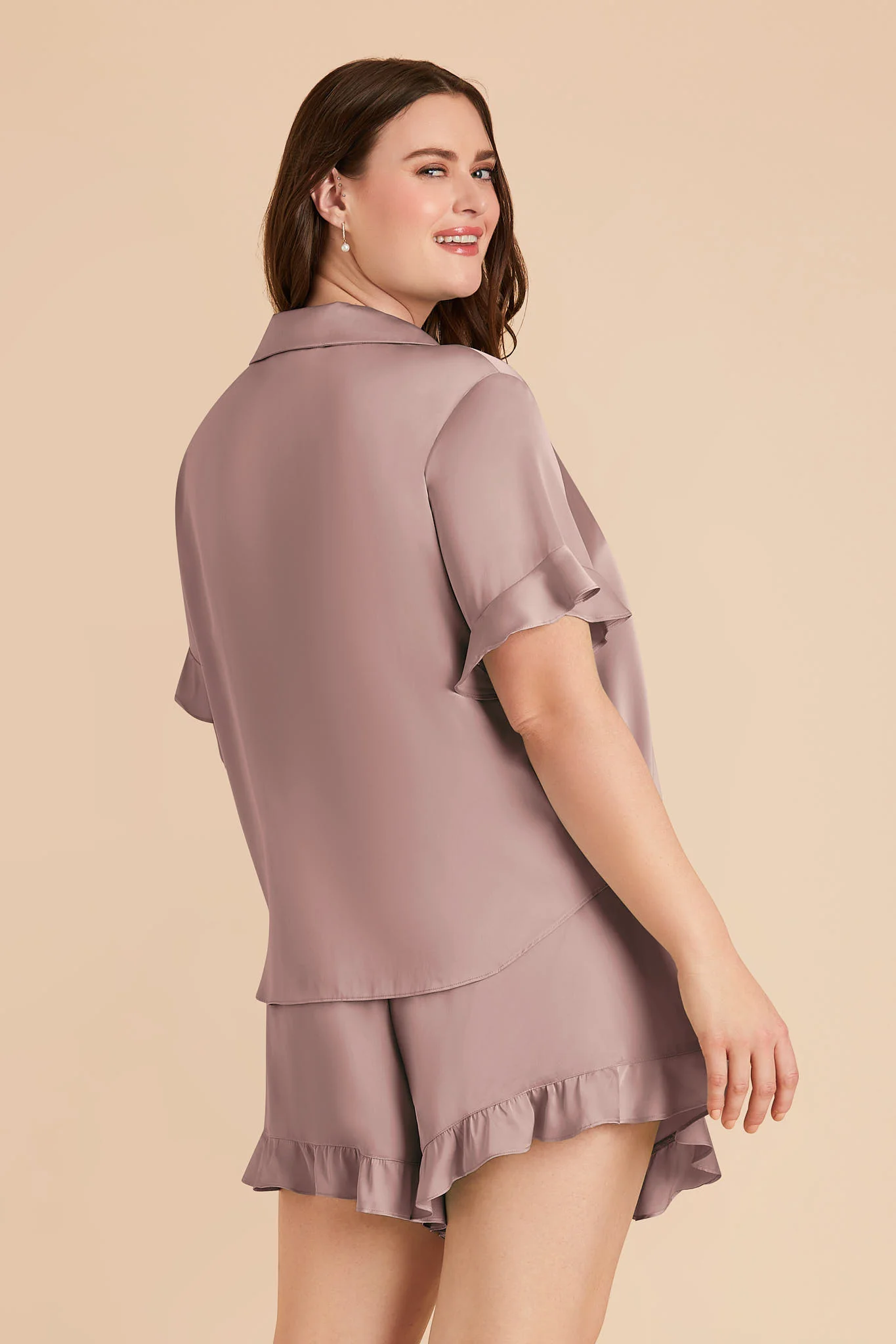 Esther Matte Satin Pajama Set - English Rose - Image 9