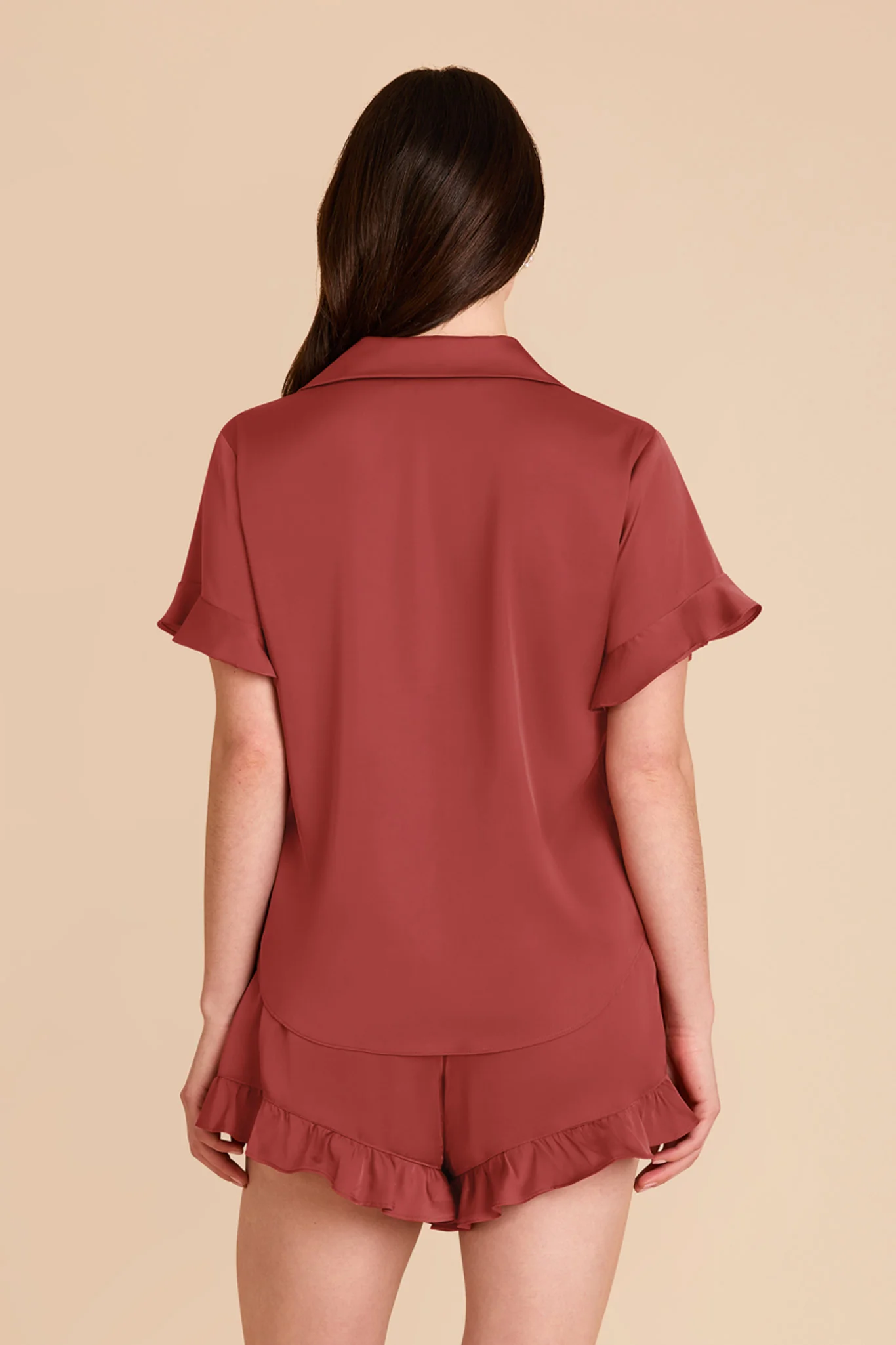 Esther Matte Satin Pajama Set - Auburn - Image 5
