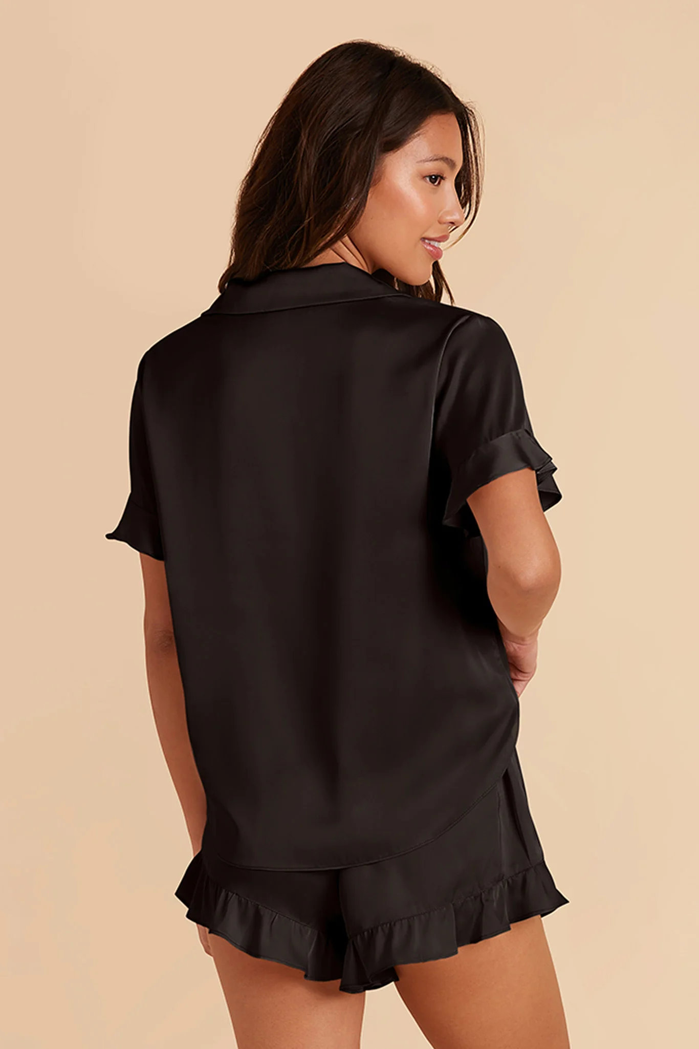 Esther Matte Satin Pajama Set - Black - Image 5