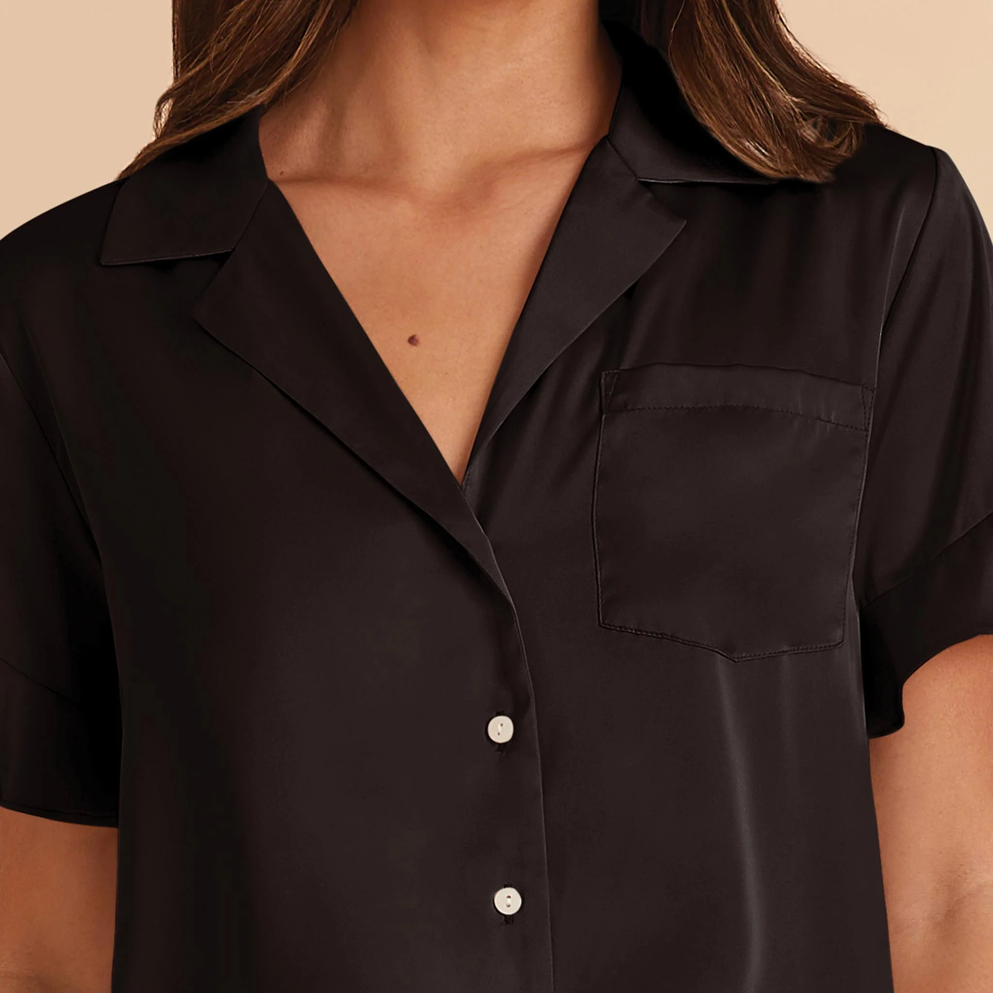 Esther Matte Satin Pajama Set - Black - Image 7