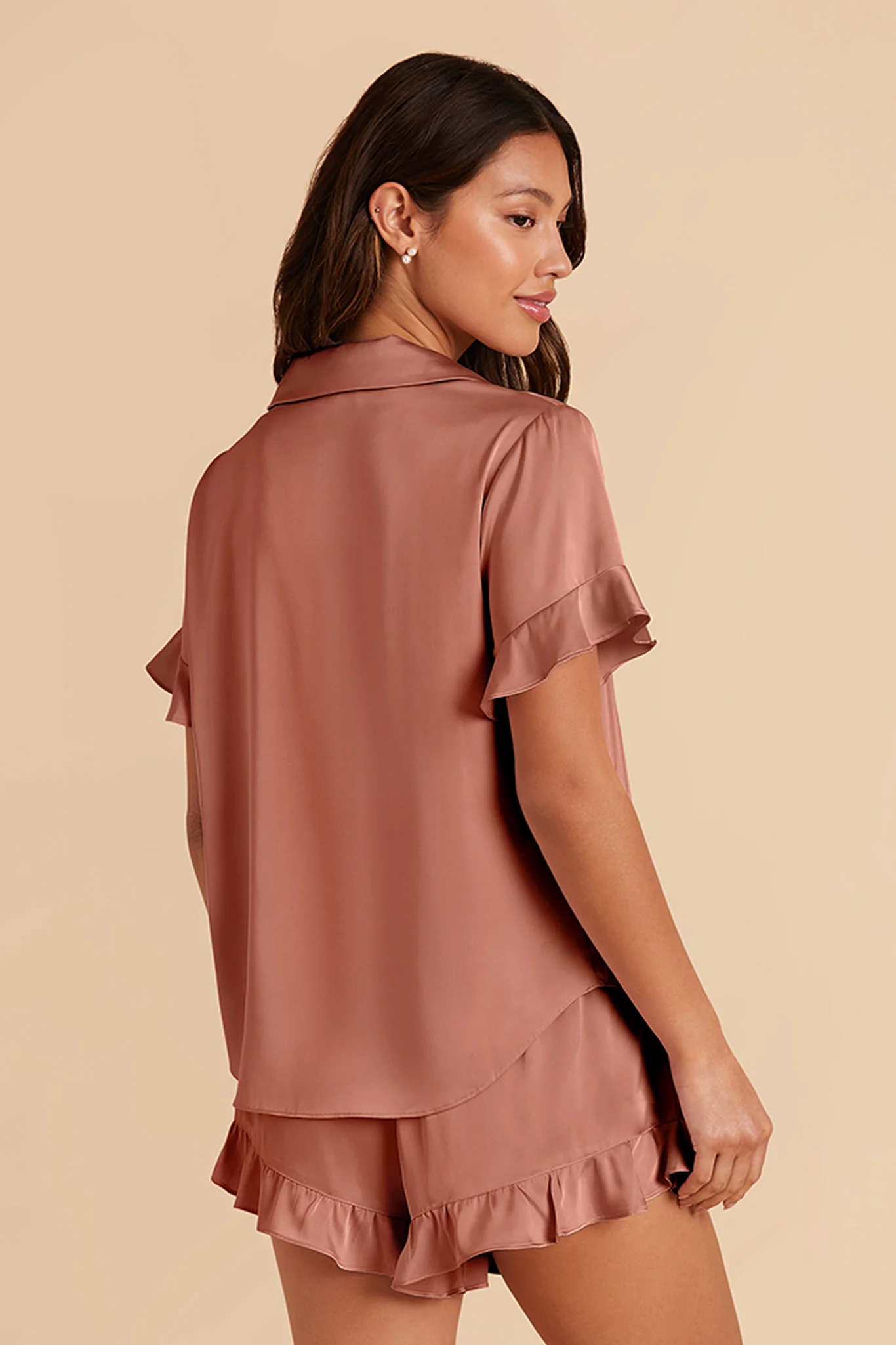 Esther Matte Satin Pajama Set - Desert Rose - Image 7