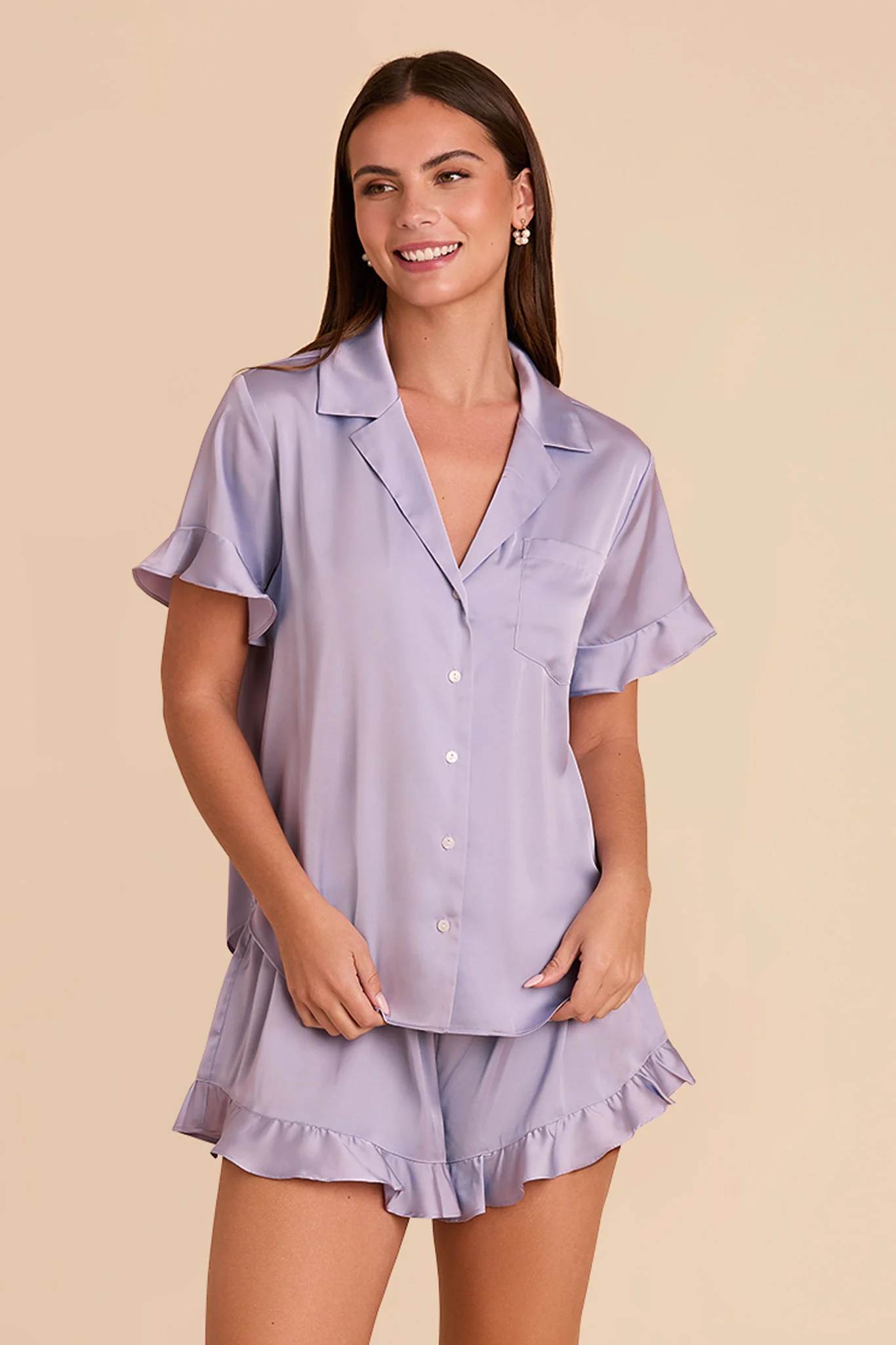 Esther Matte Satin Pajama Set - Dusty Lilac