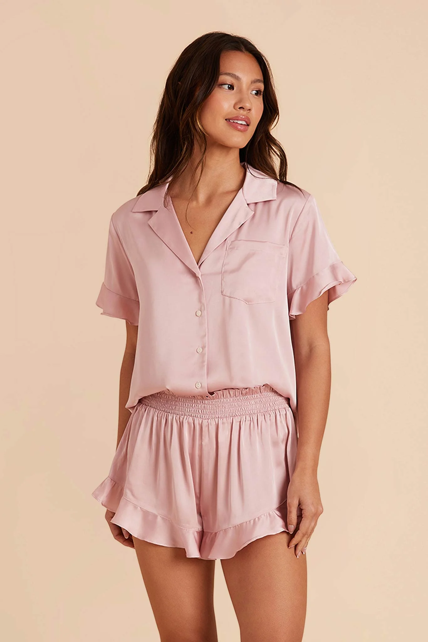 Esther Matte Satin Pajama Set - Dusty Pink - Image 7