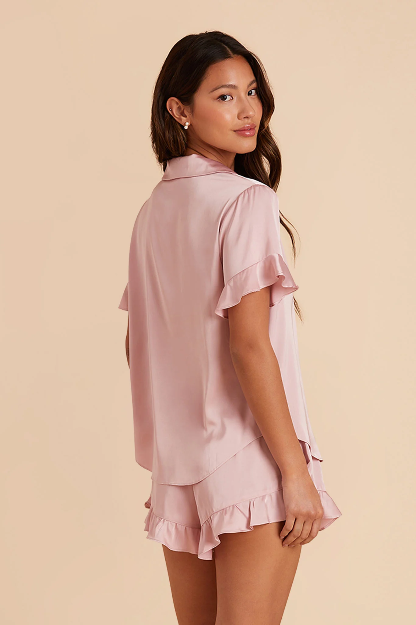 Esther Matte Satin Pajama Set - Dusty Pink - Image 9