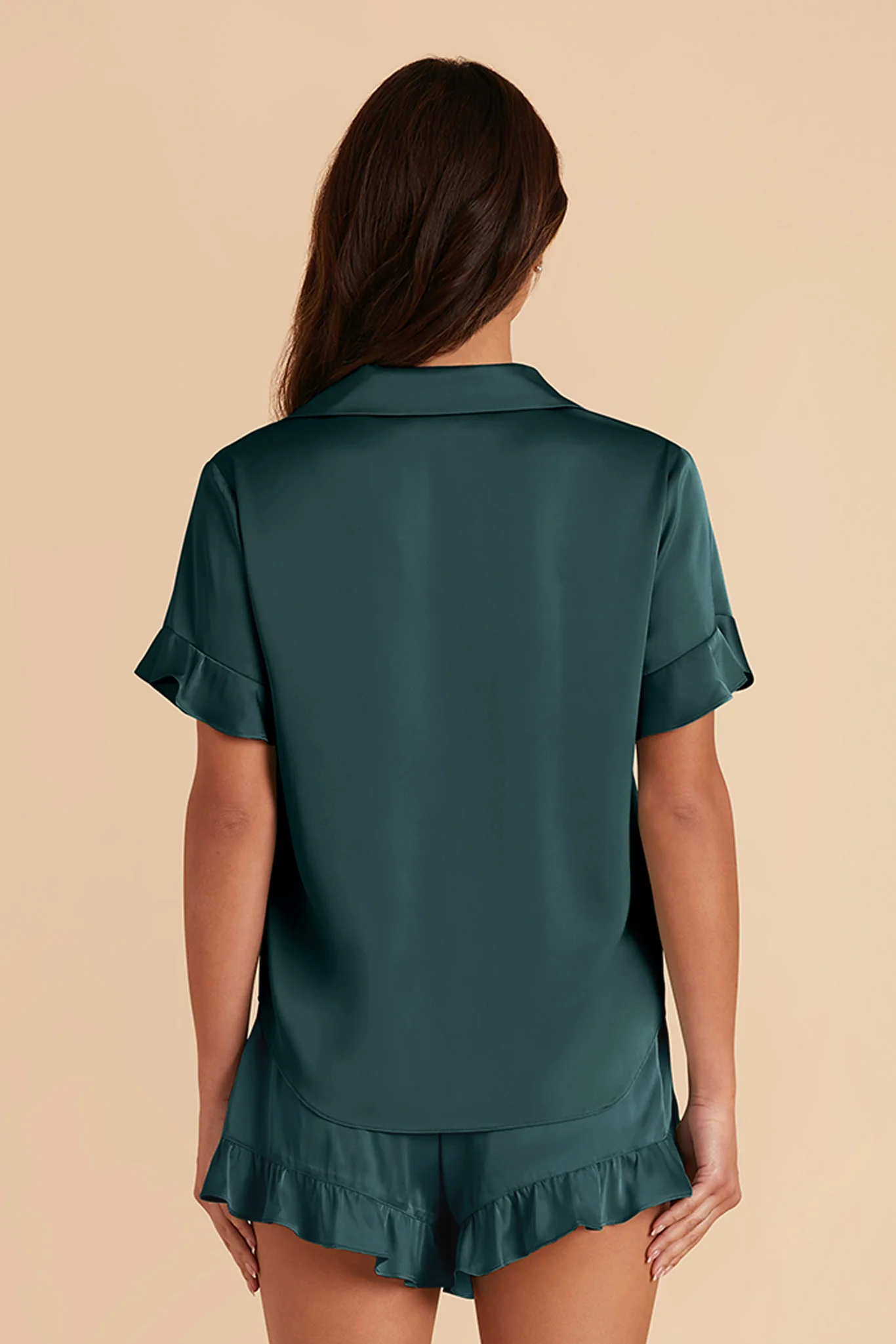 Esther Matte Satin Pajama Set - Emerald - Image 6