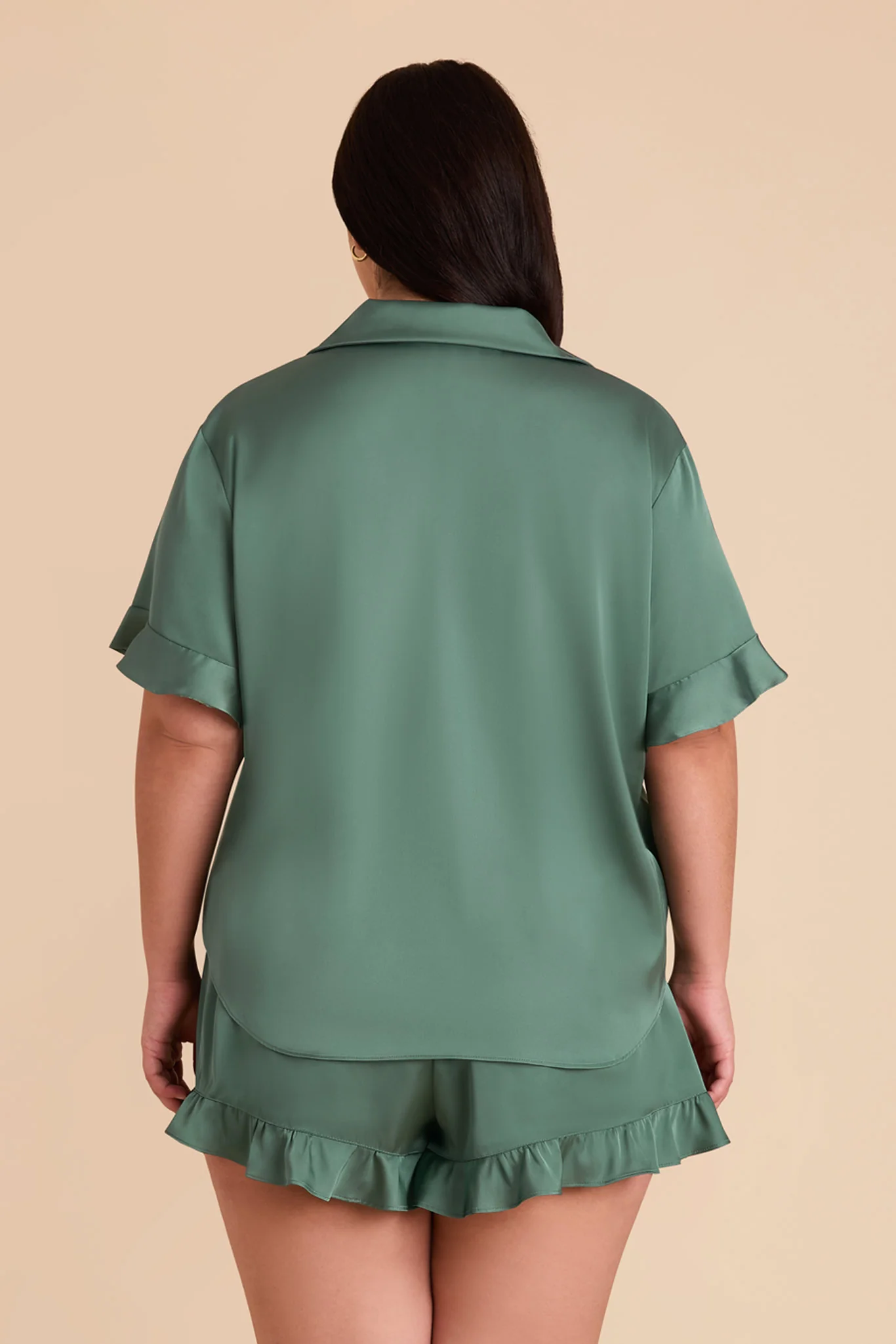 Esther Matte Satin Pajama Set - Eucalyptus - Image 10