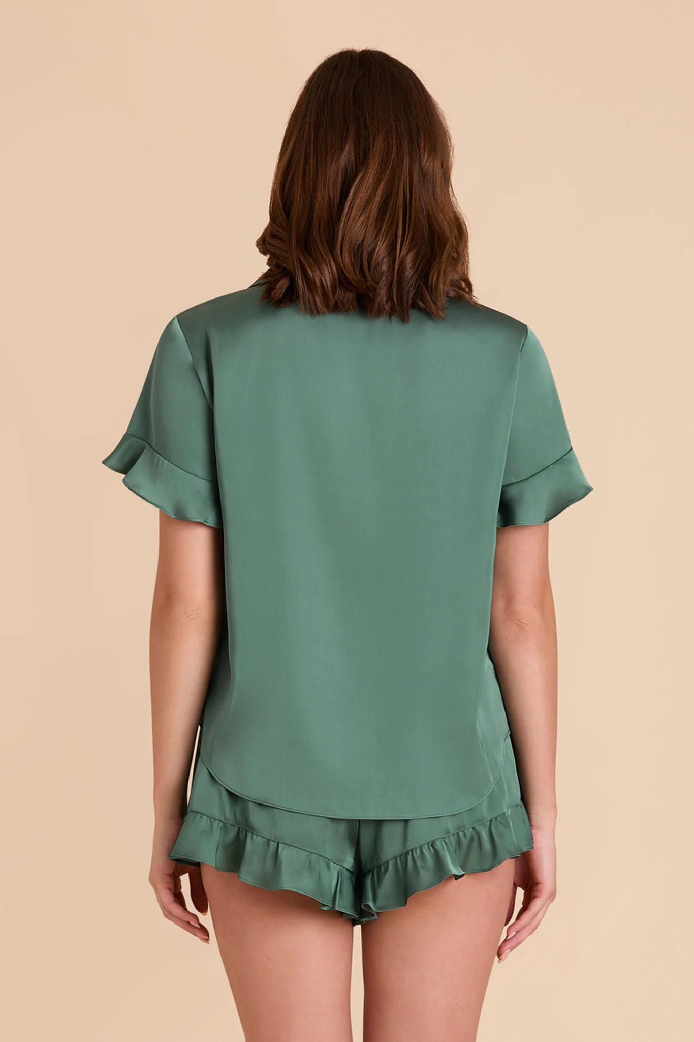 Esther Matte Satin Pajama Set - Eucalyptus - Image 6
