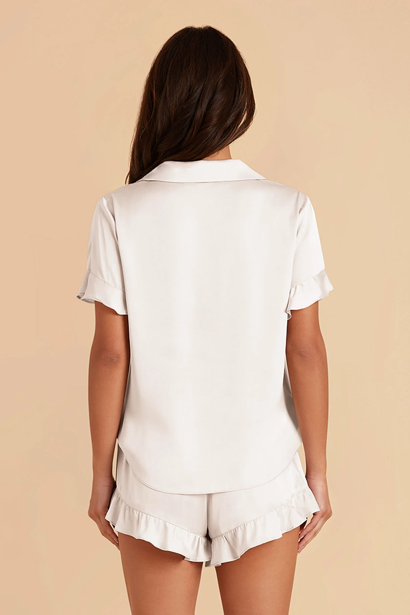 Esther Matte Satin Pajama Set - Ivory - Image 6