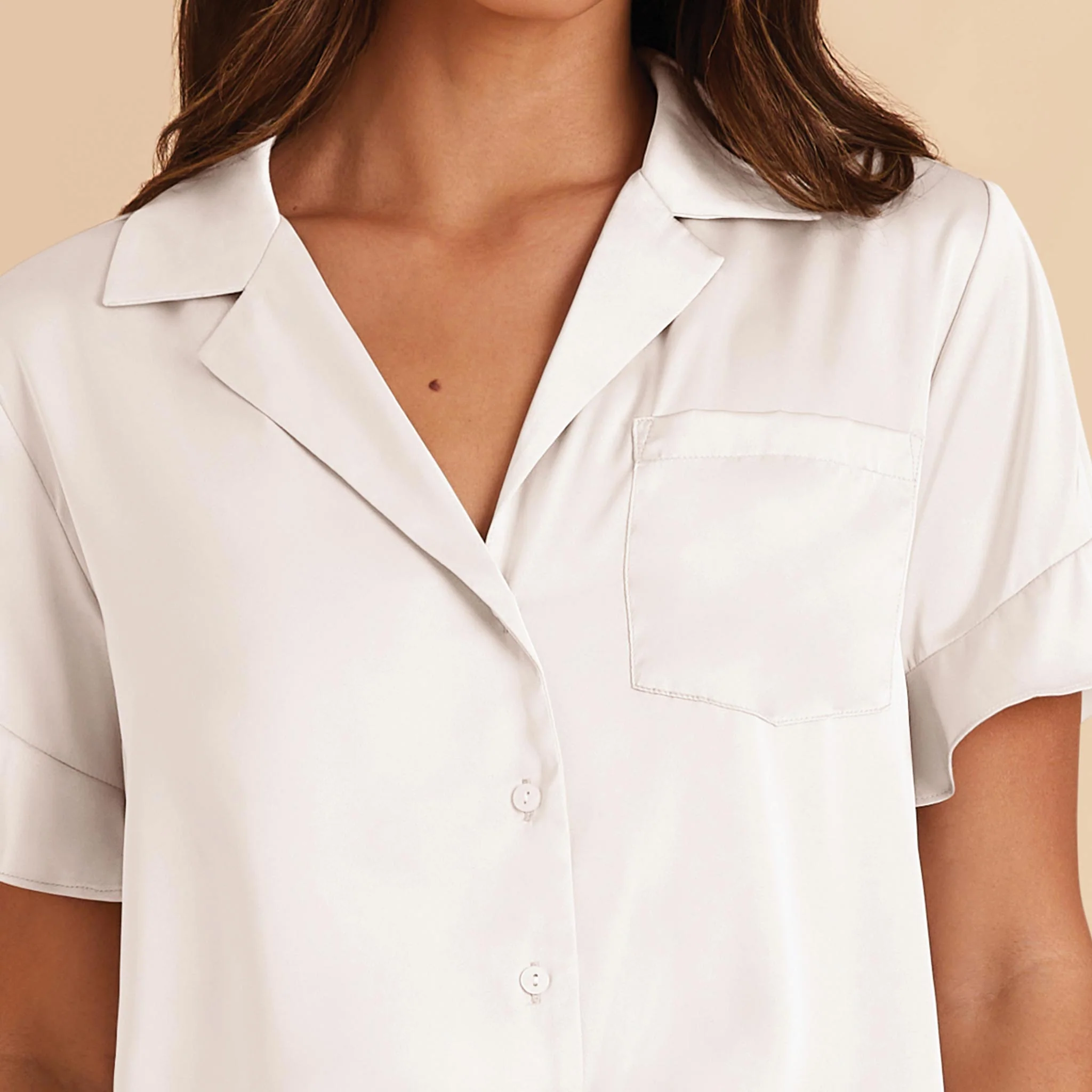 Esther Matte Satin Pajama Set - Ivory - Image 7