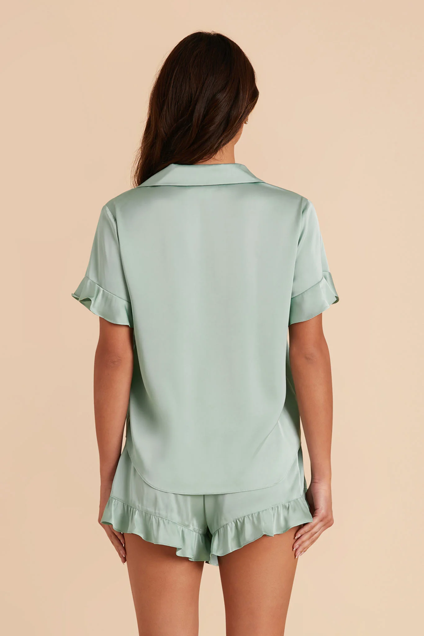 Esther Matte Satin Pajama Set - Sage - Image 7