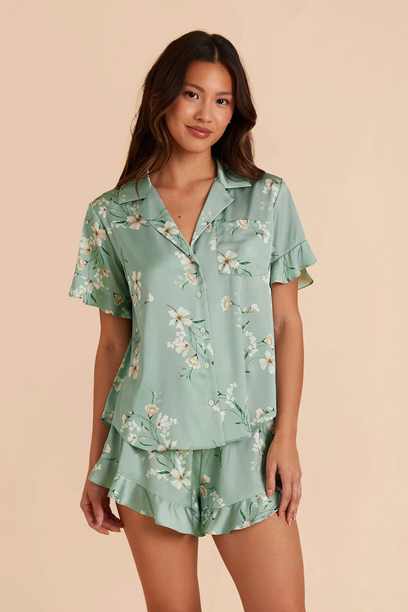 Esther Matte Satin Pajama Set - Sage Le Fleur - Image 3