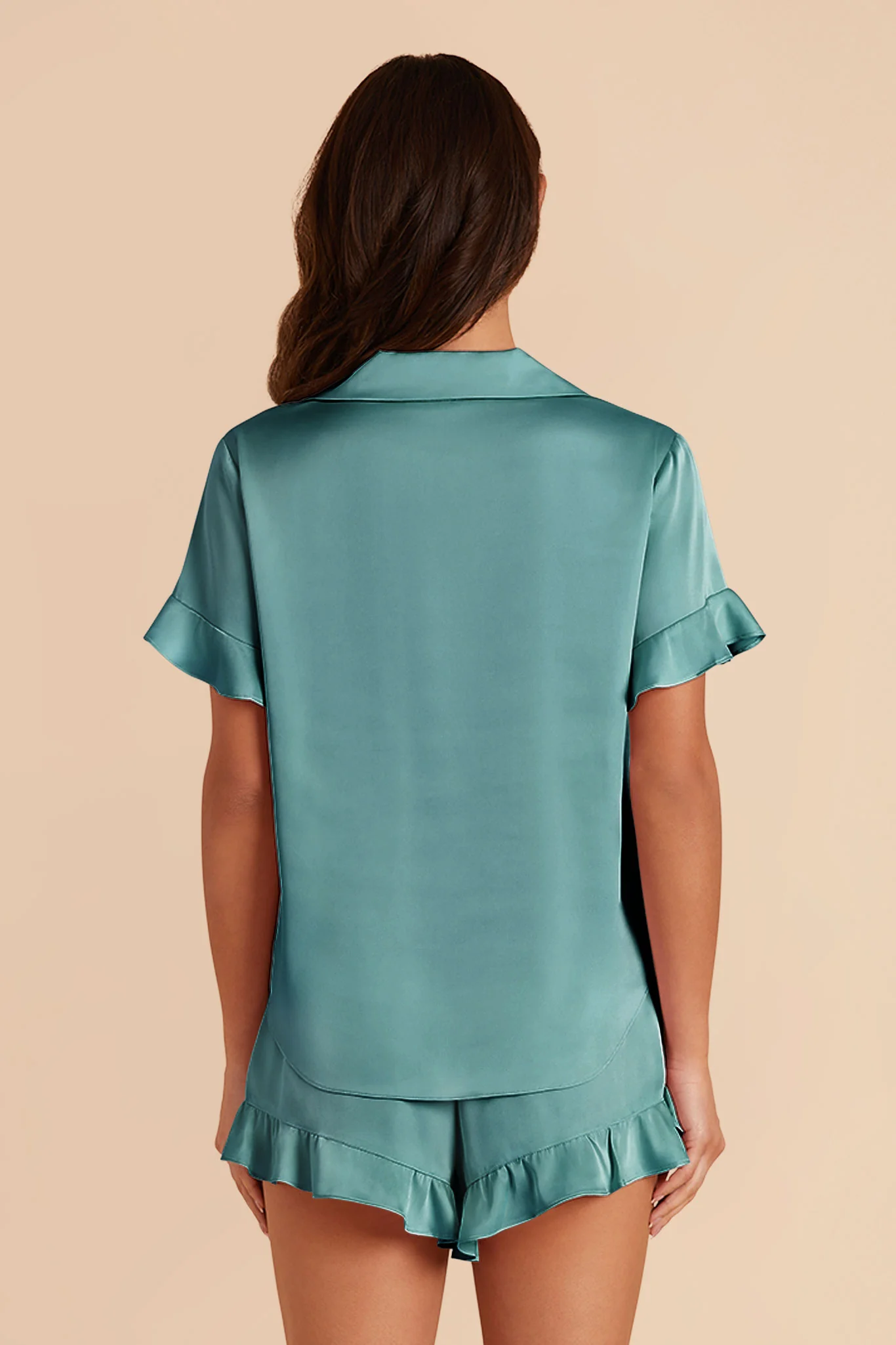 Esther Matte Satin Pajama Set - Sea Glass - Image 8