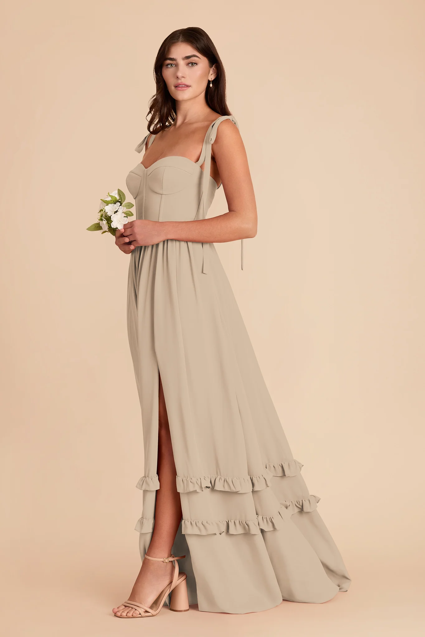 Evelyn Chiffon Dress - Almond - Image 5