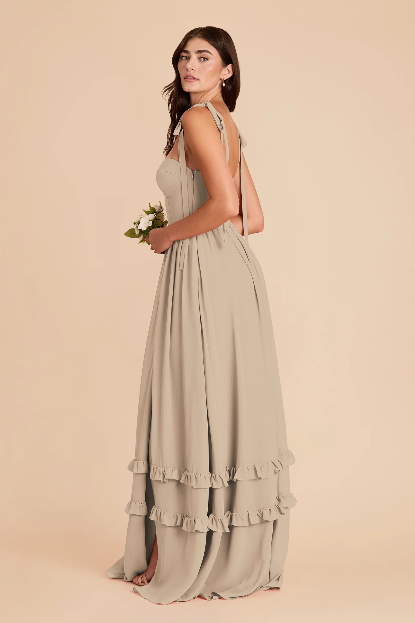 Evelyn Chiffon Dress - Almond - Image 6