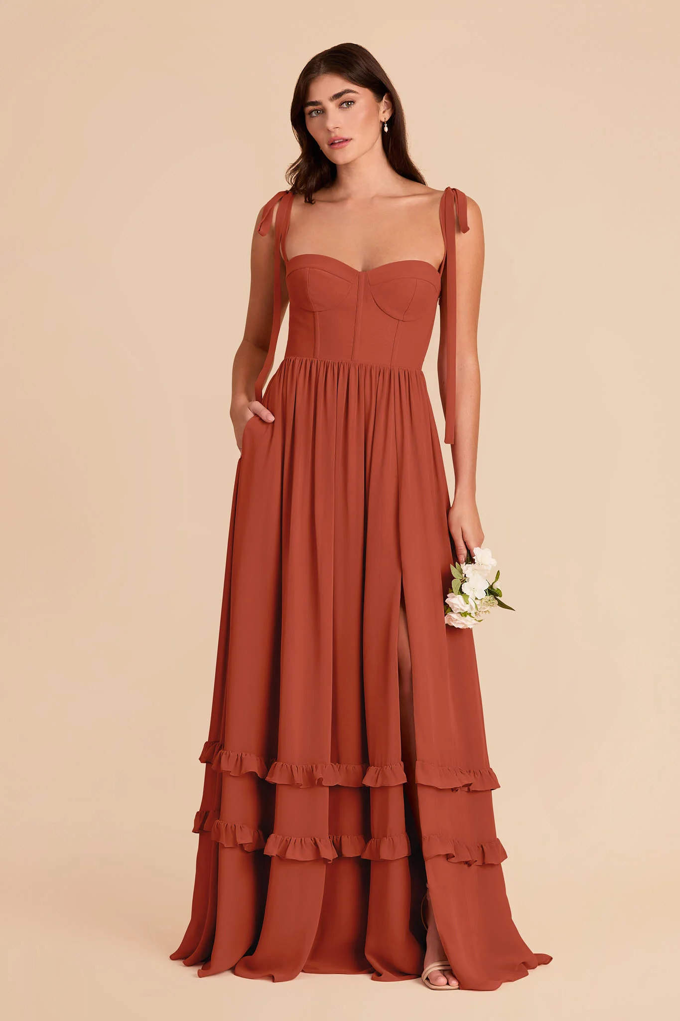 Evelyn Chiffon Dress - Auburn
