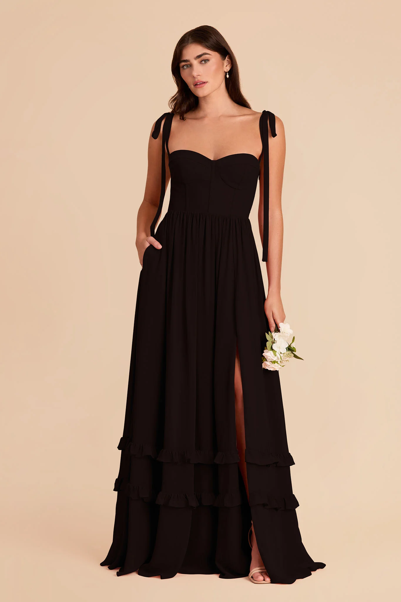 Evelyn Chiffon Dress - Black - Image 3