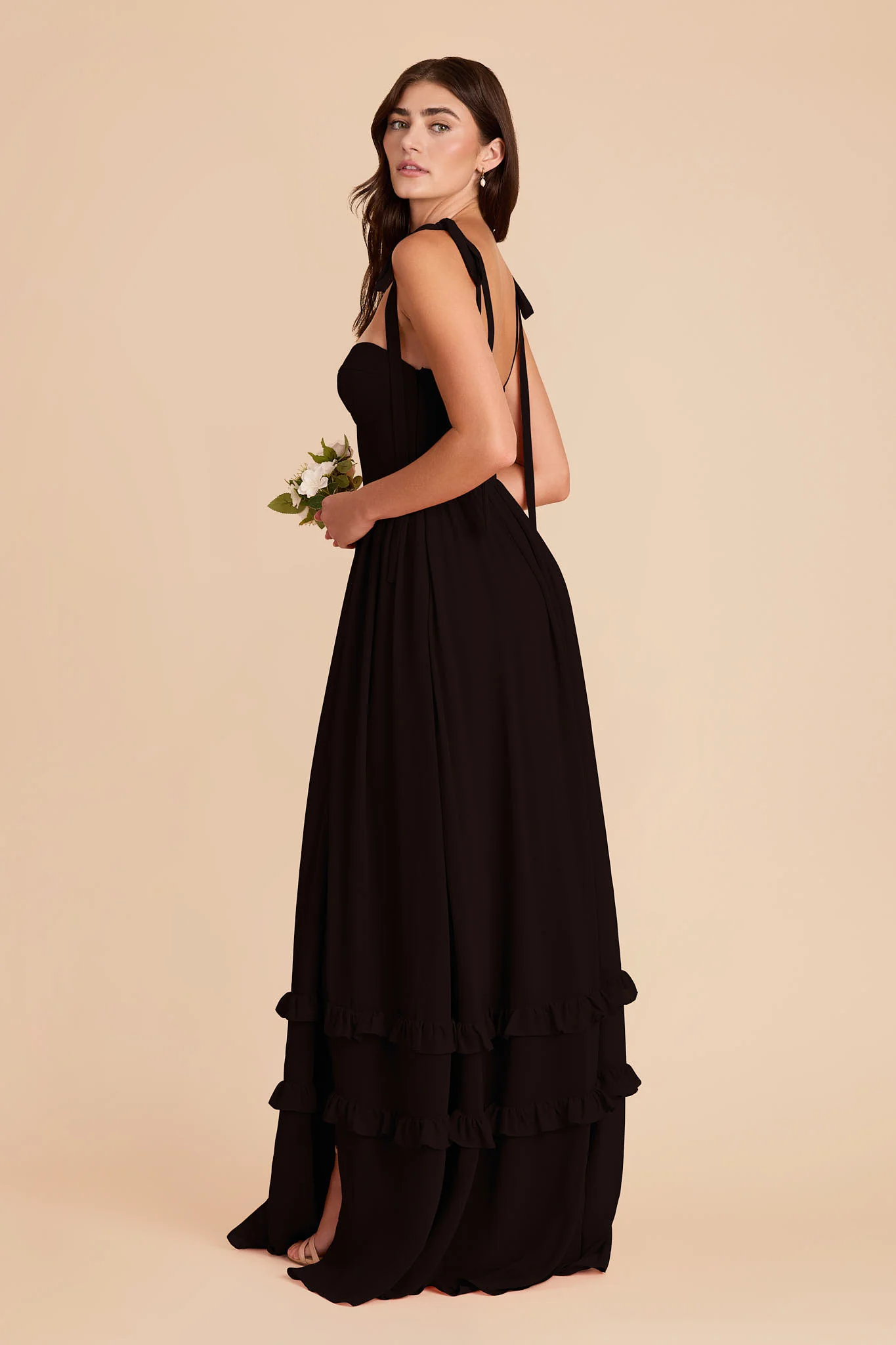 Evelyn Chiffon Dress - Black - Image 5