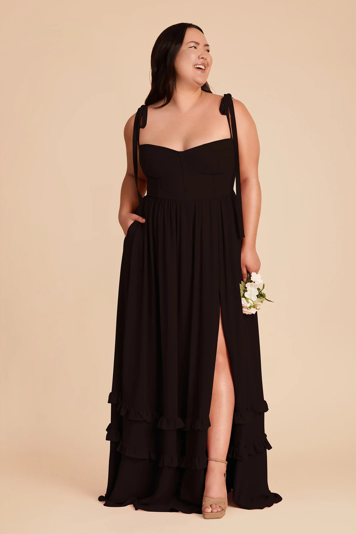 Evelyn Chiffon Dress - Black - Image 7