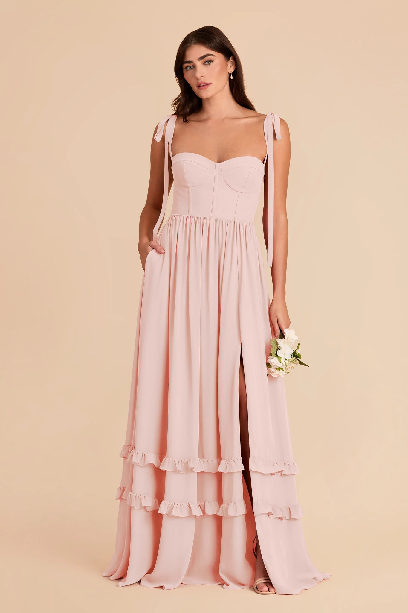 Evelyn Chiffon Dress - Blush Pink - Image 4