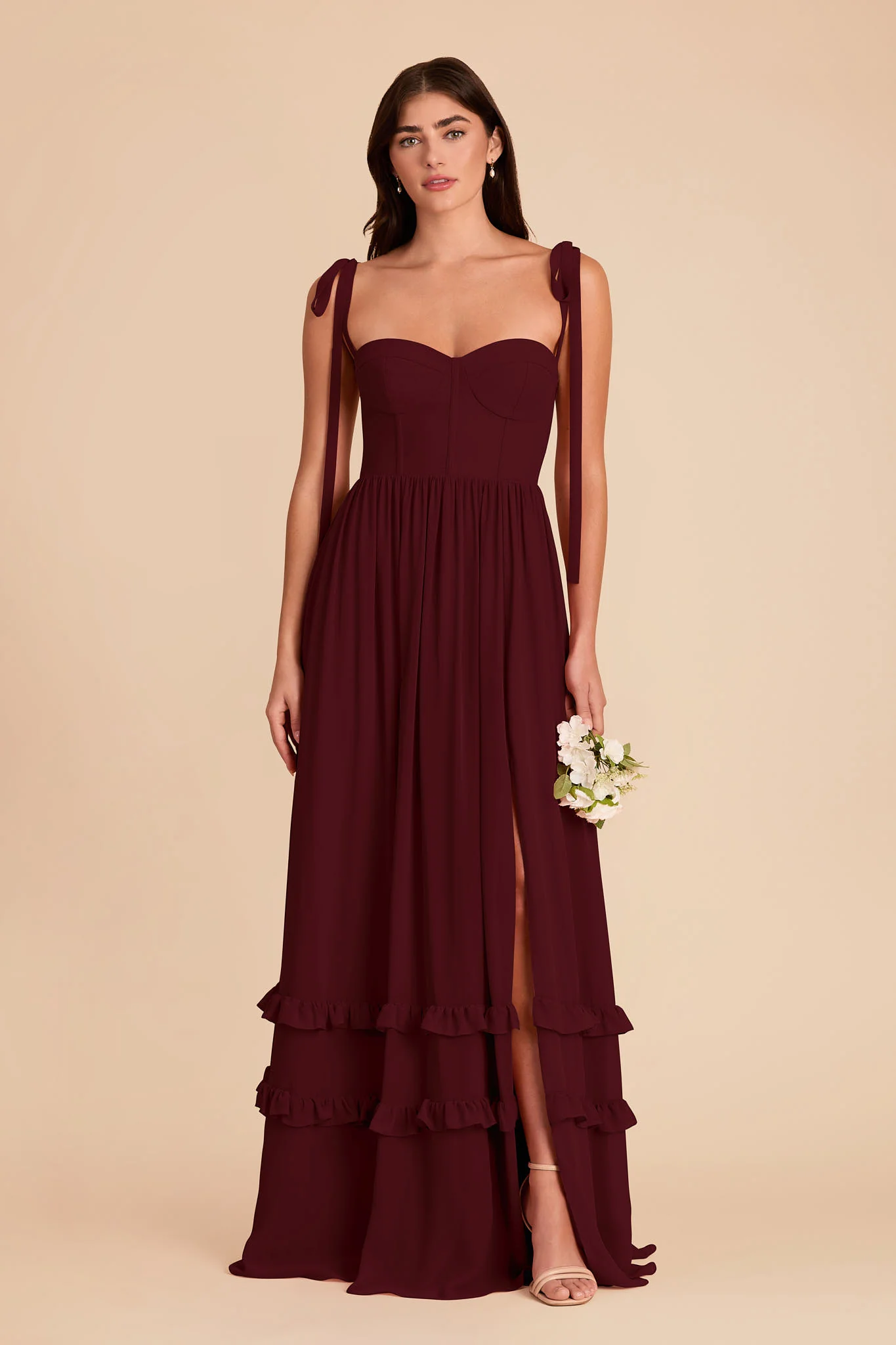Evelyn Chiffon Dress - Cabernet