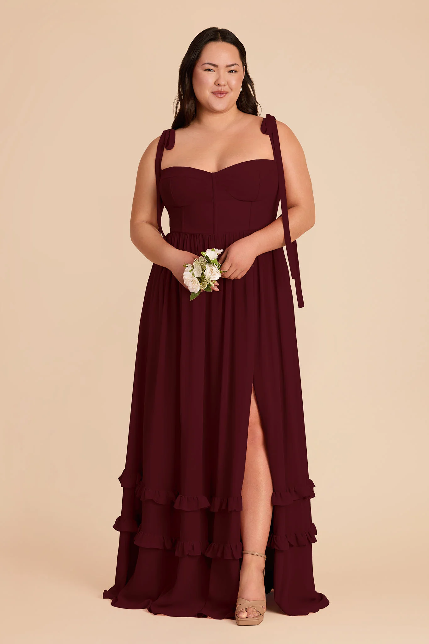 Evelyn Chiffon Dress - Cabernet - Image 2