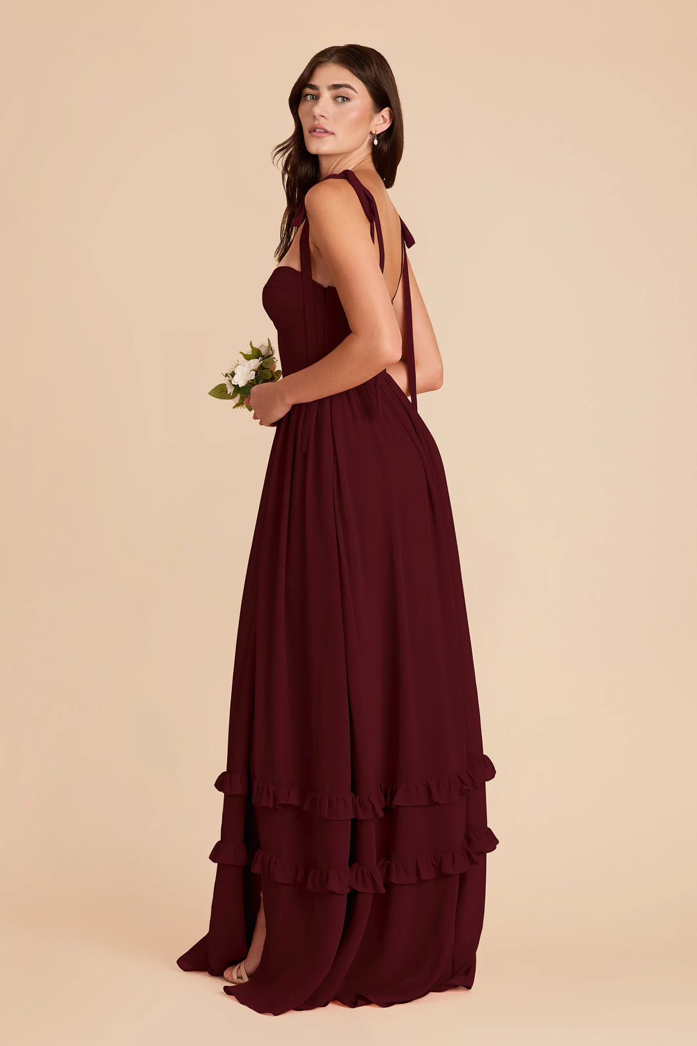 Evelyn Chiffon Dress - Cabernet - Image 5