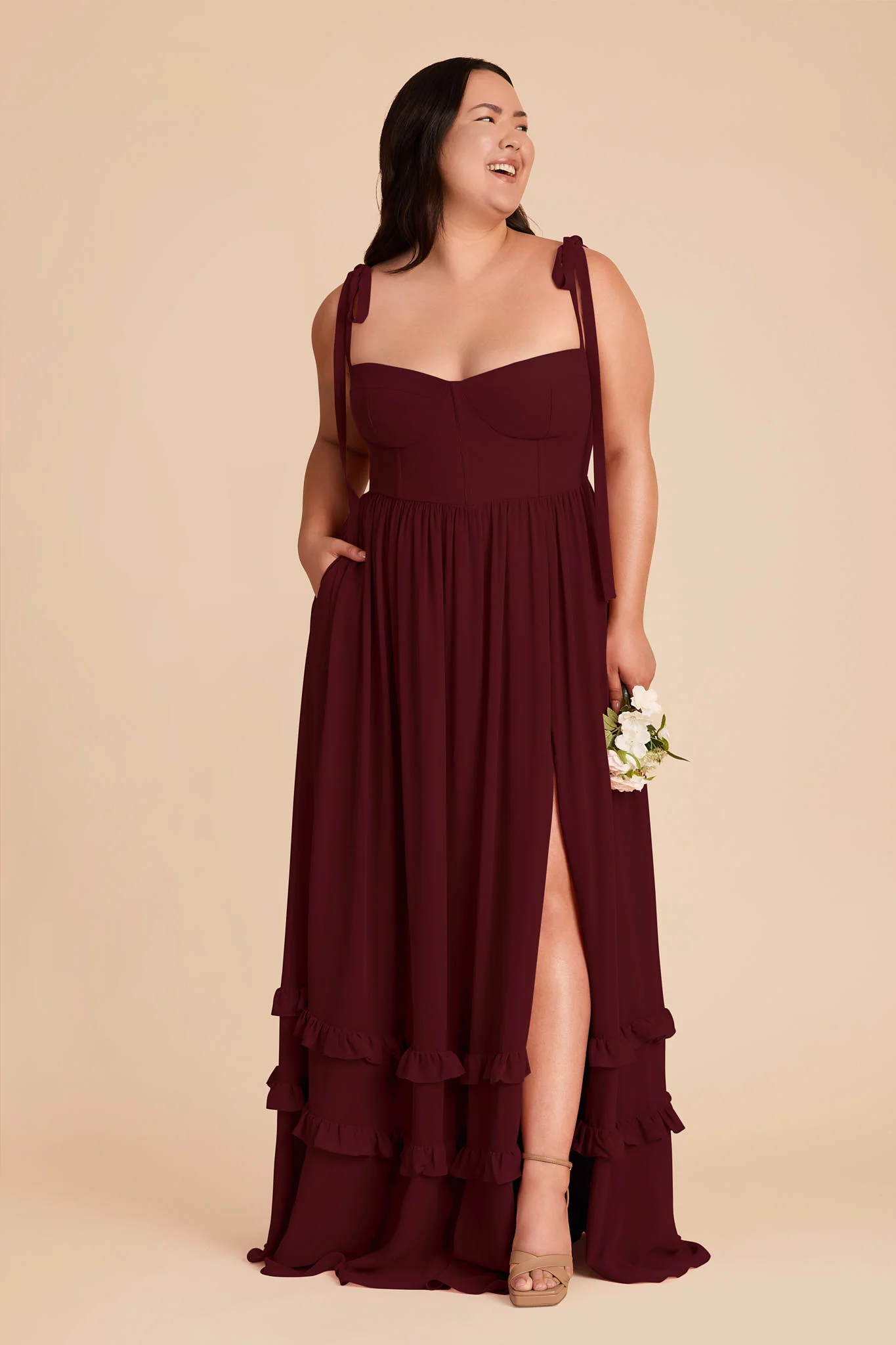 Evelyn Chiffon Dress - Cabernet - Image 7