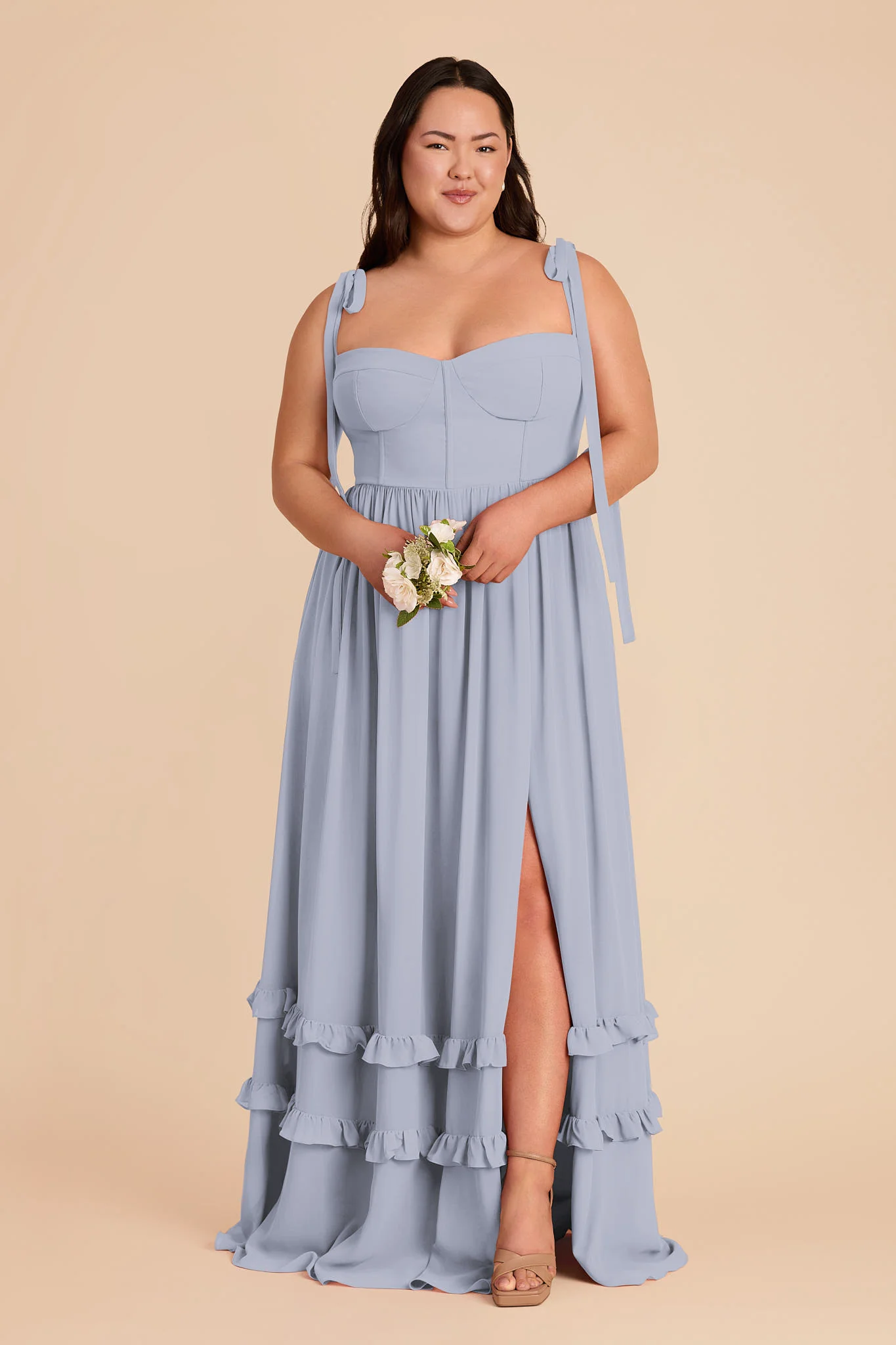Evelyn Chiffon Dress - Dusty Blue - Image 2