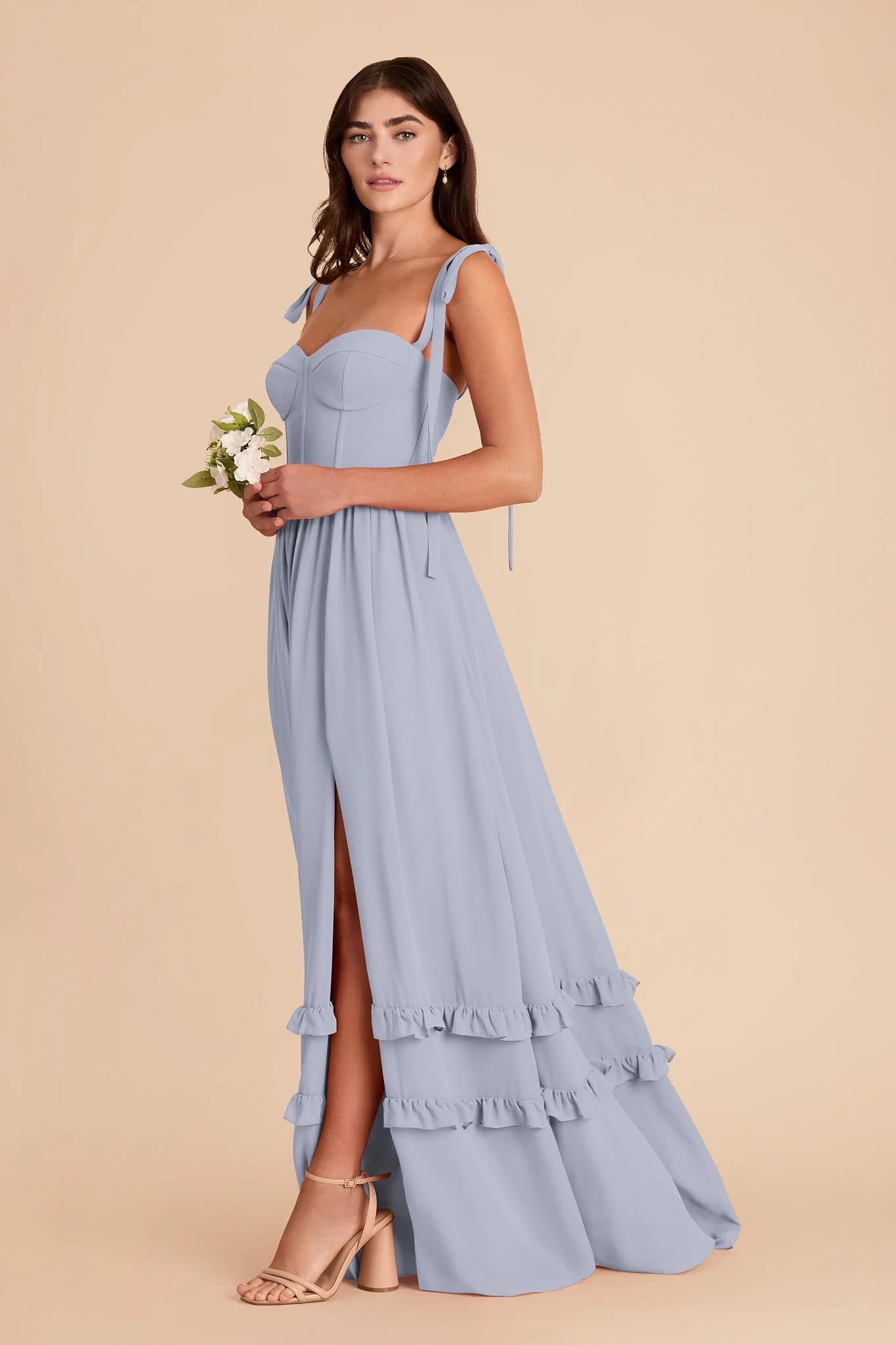 Evelyn Chiffon Dress - Dusty Blue - Image 4