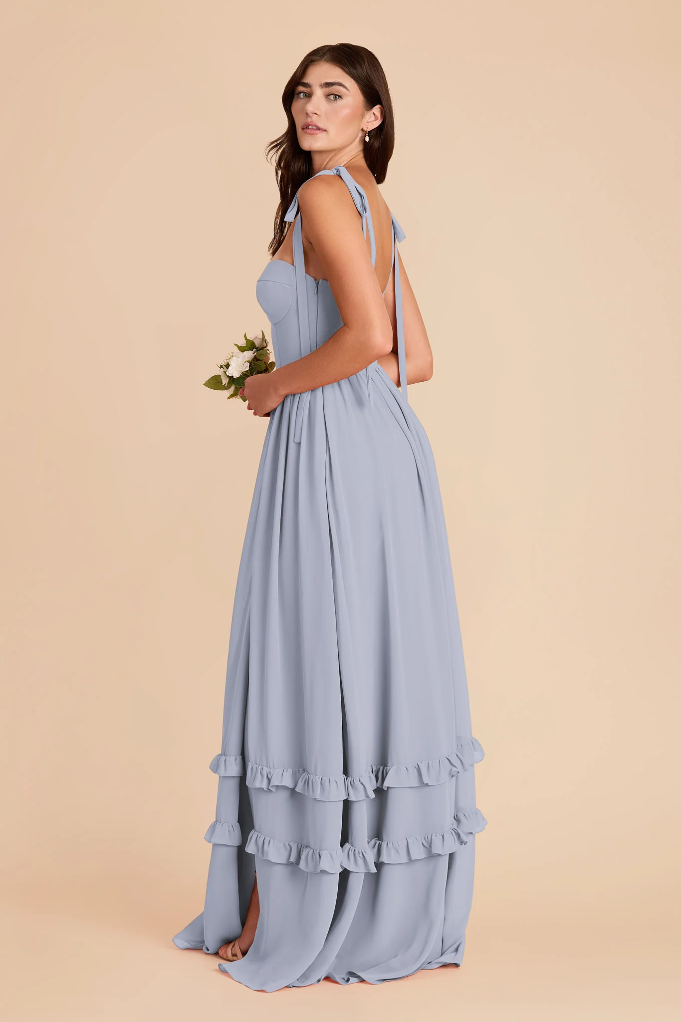 Evelyn Chiffon Dress - Dusty Blue - Image 5