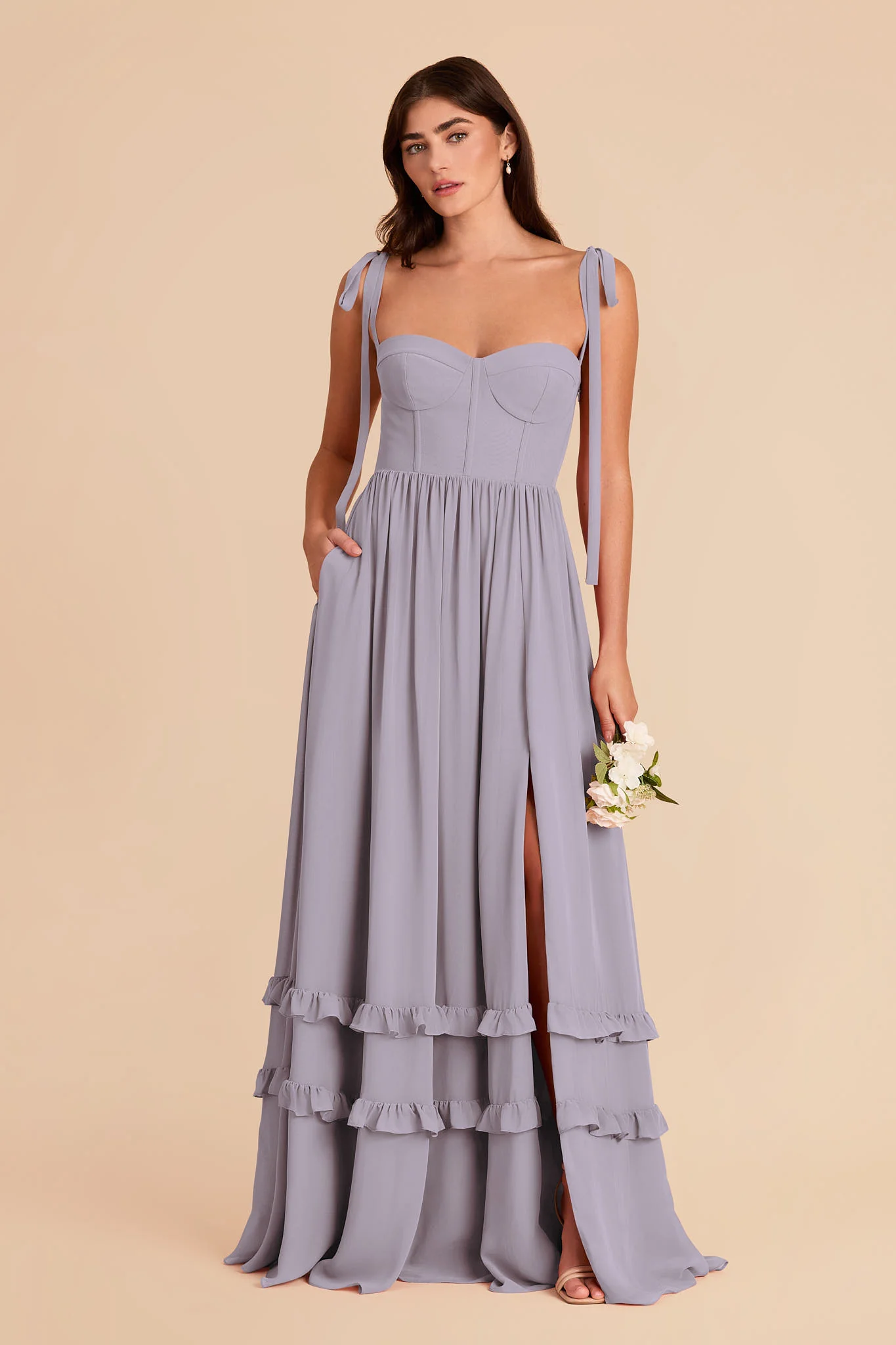 Evelyn Chiffon Dress - Dusty Lilac - Image 3