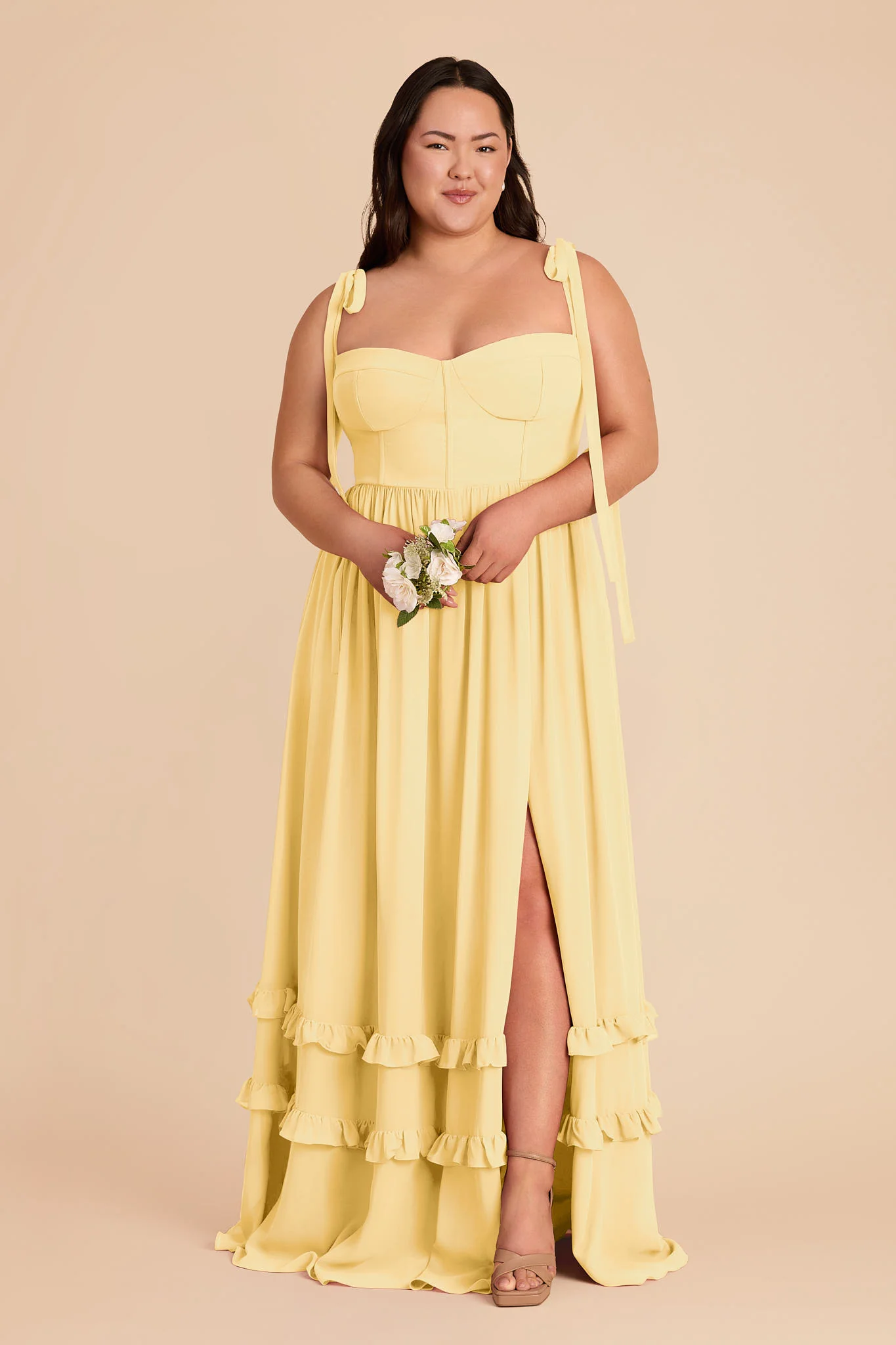 Evelyn Chiffon Dress - Lemon Sorbet - Image 2