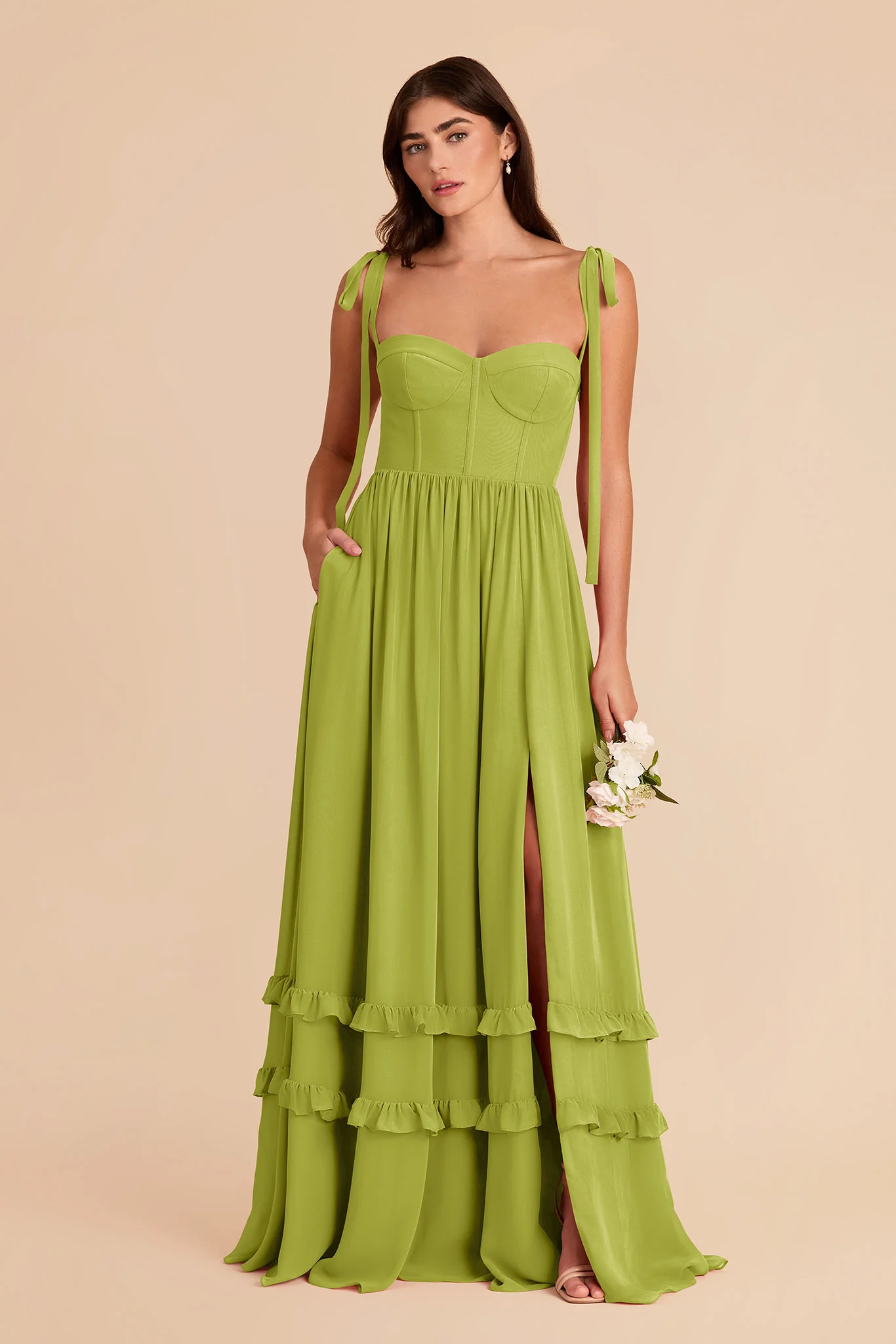 Evelyn Chiffon Dress - Matcha - Image 4