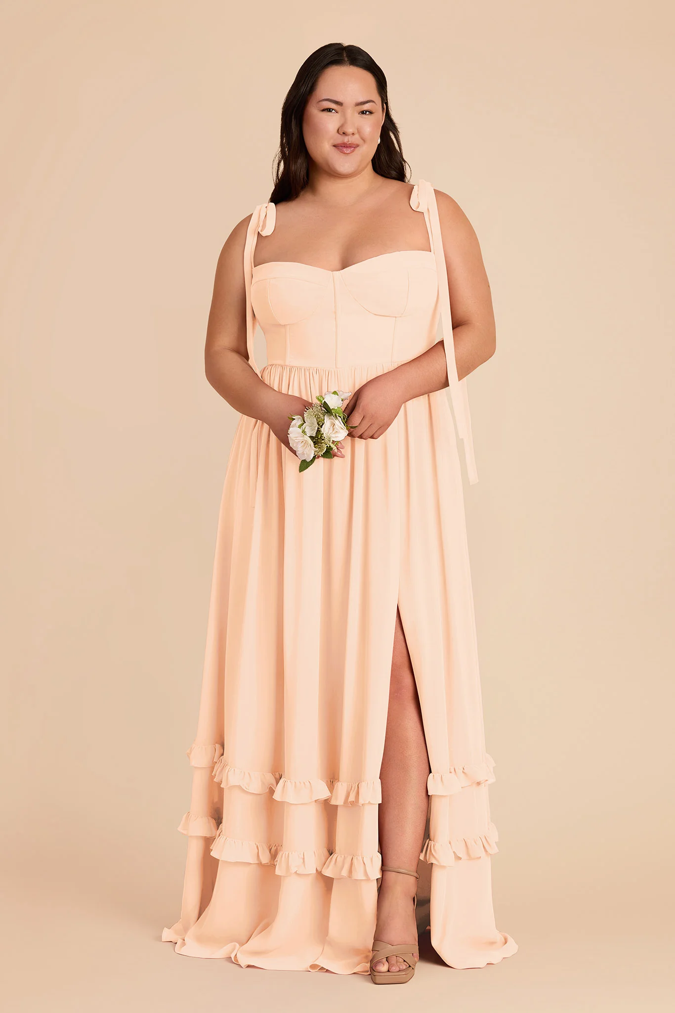 Evelyn Chiffon Dress - Peach Cream - Image 2