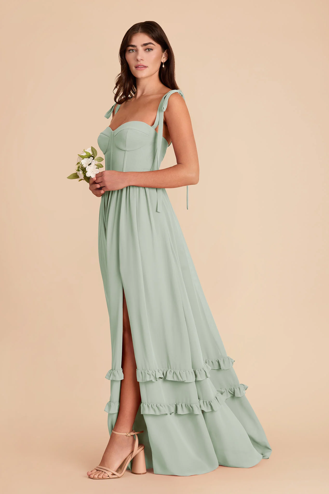 Evelyn Chiffon Dress - Sage - Image 4