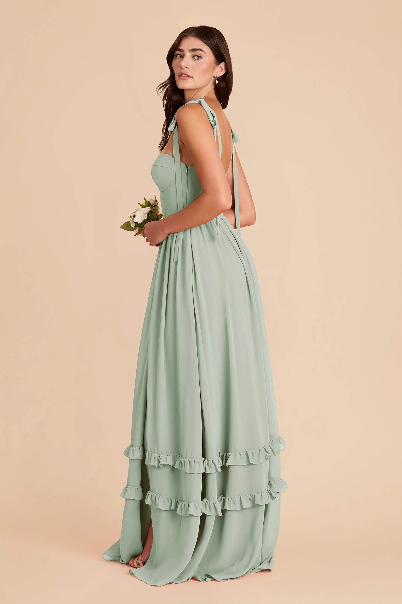 Evelyn Chiffon Dress - Sage - Image 5