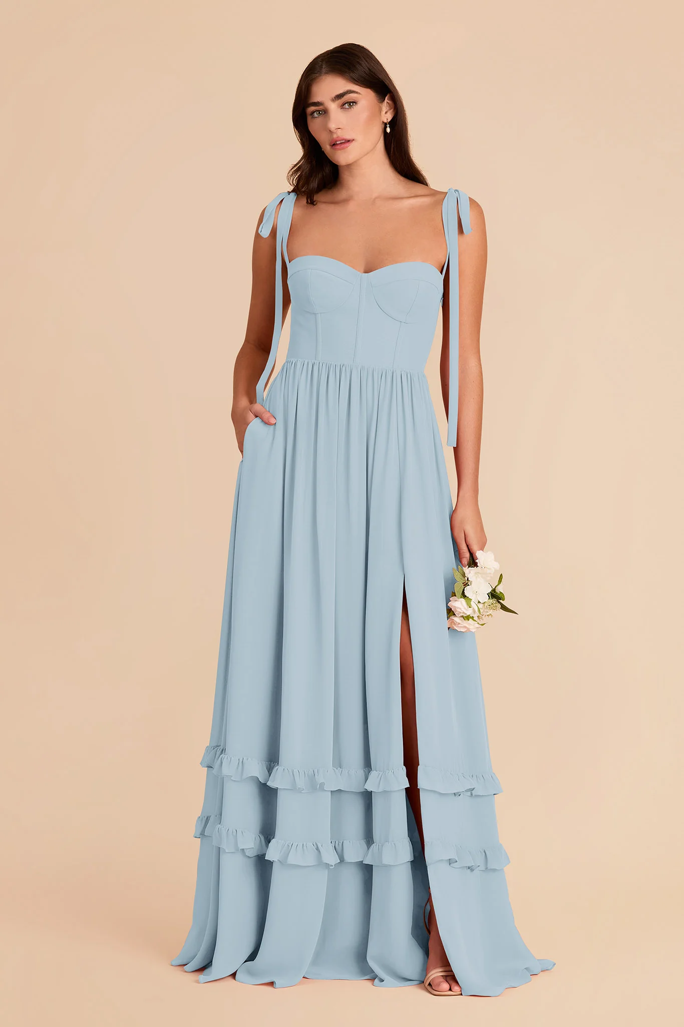 Evelyn Chiffon Dress - Sky Blue - Image 4