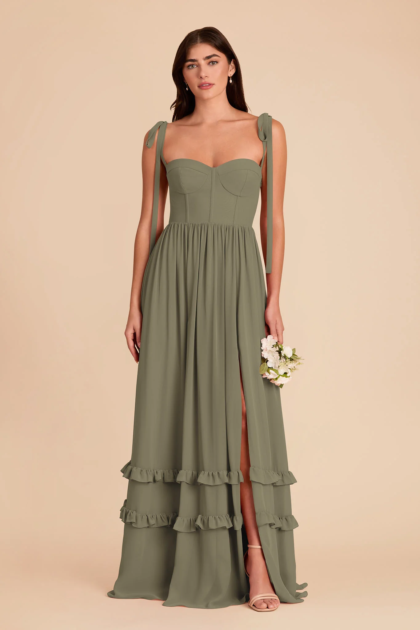 Evelyn Chiffon Dress - Thyme