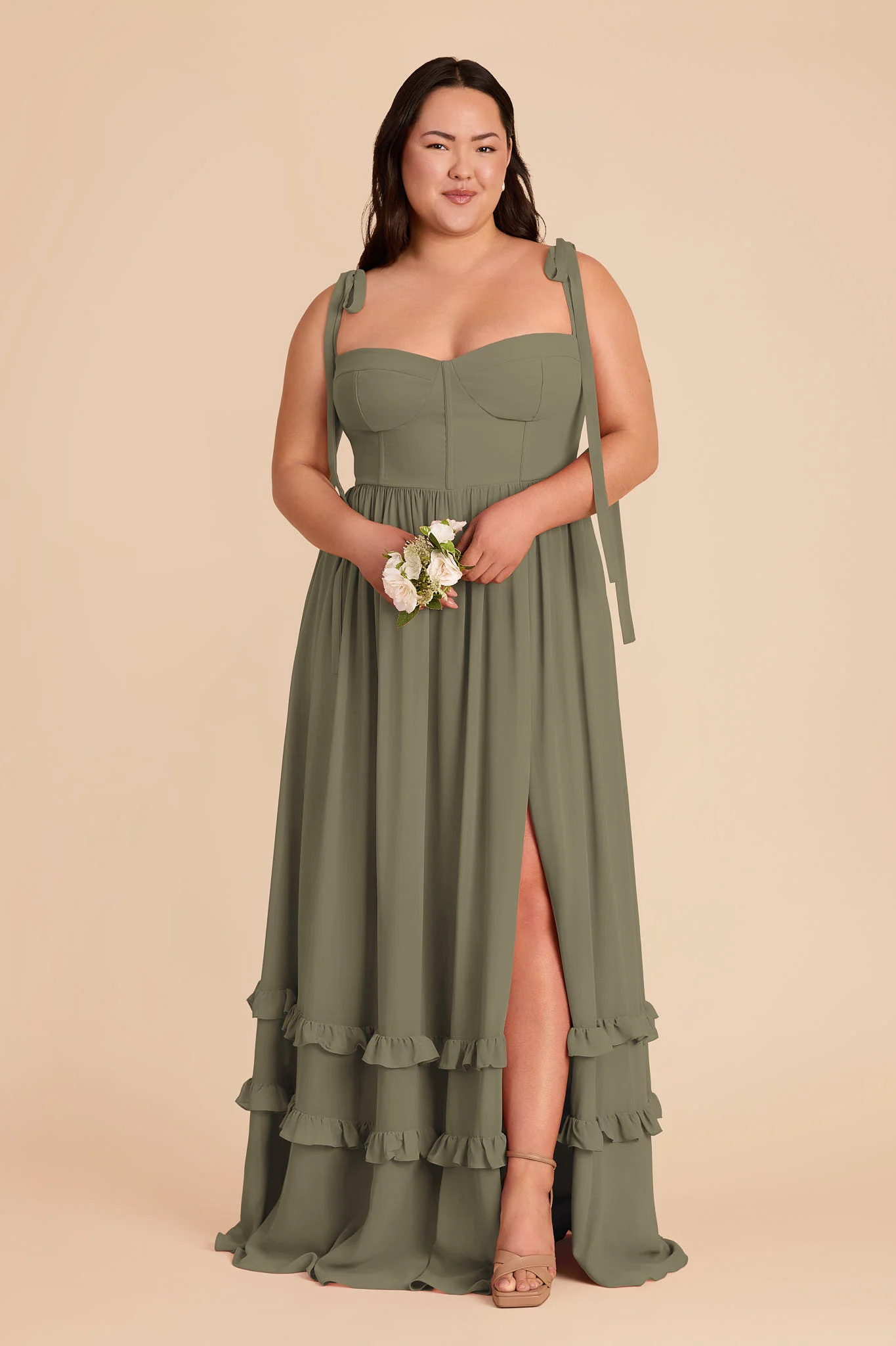 Evelyn Chiffon Dress - Thyme - Image 2