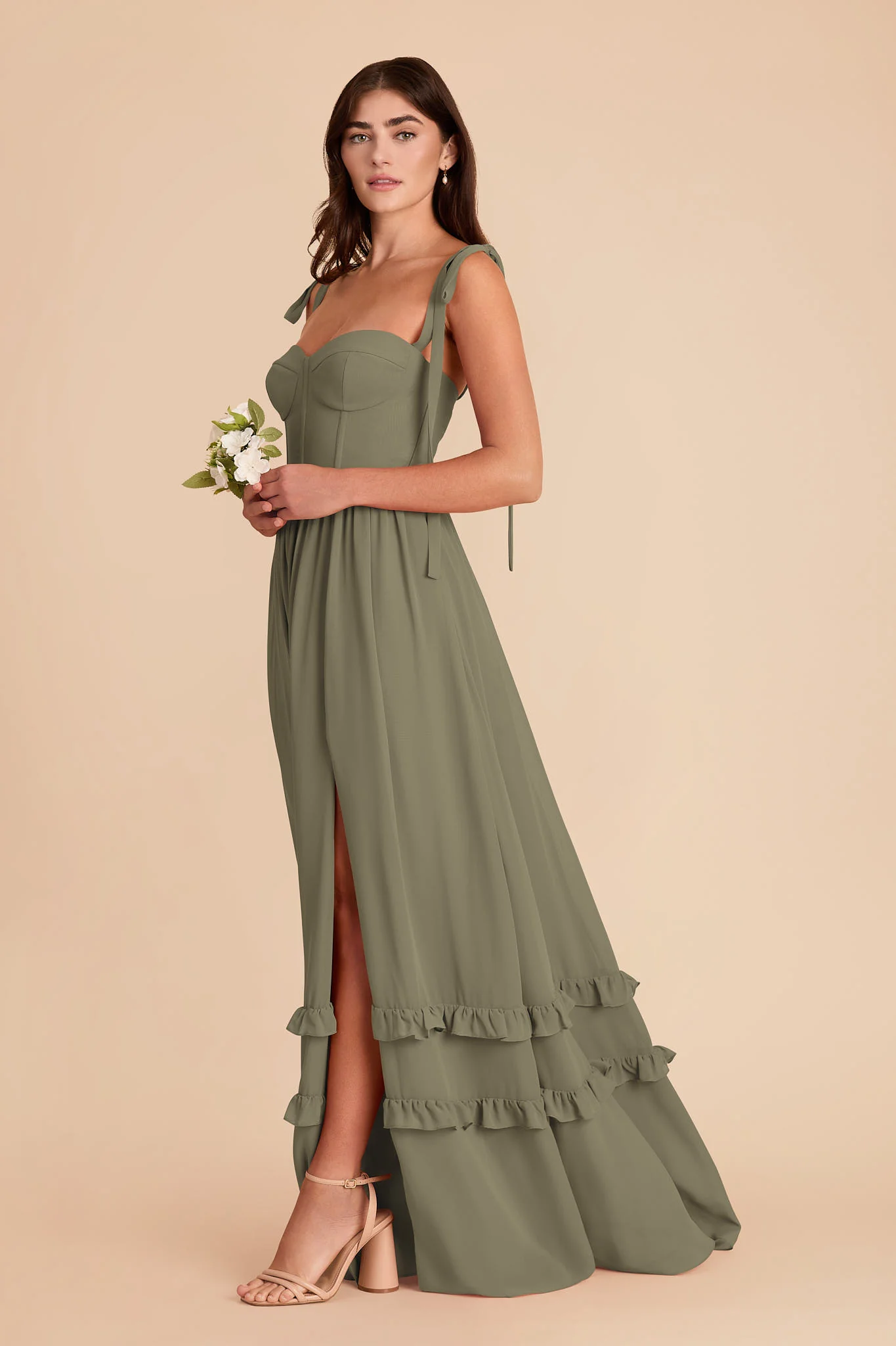Evelyn Chiffon Dress - Thyme - Image 4