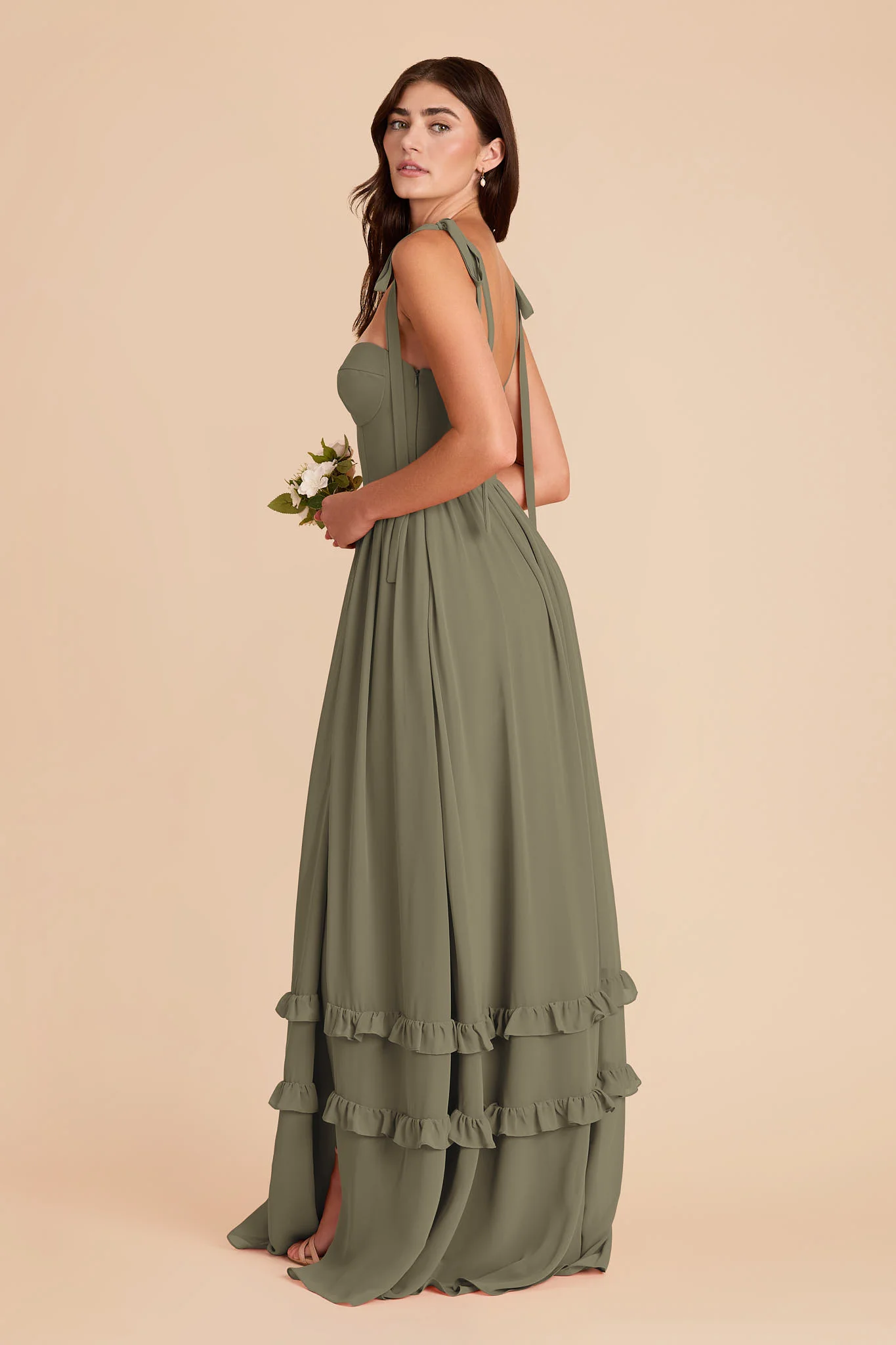Evelyn Chiffon Dress - Thyme - Image 5