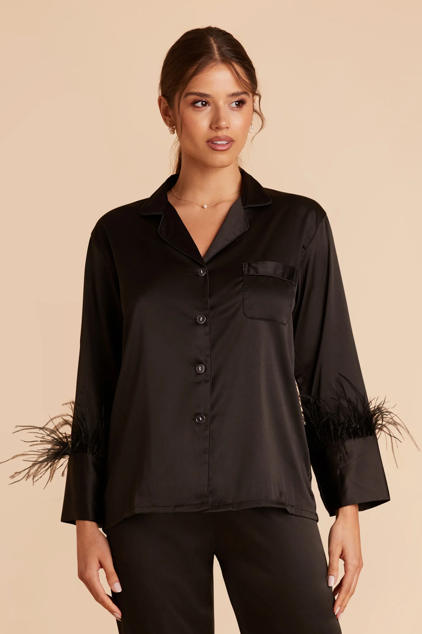 Feathered Pajama Set - Black - Image 3