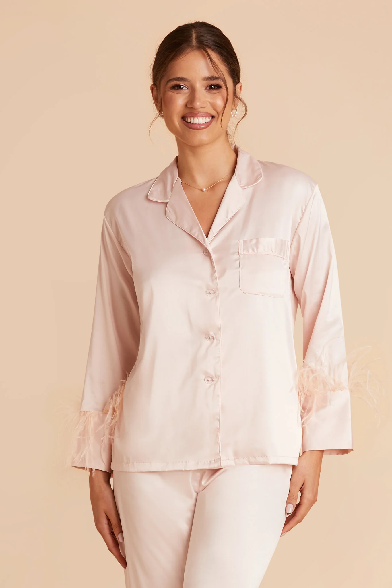 Feathered Pajama Set - Blush - Image 3