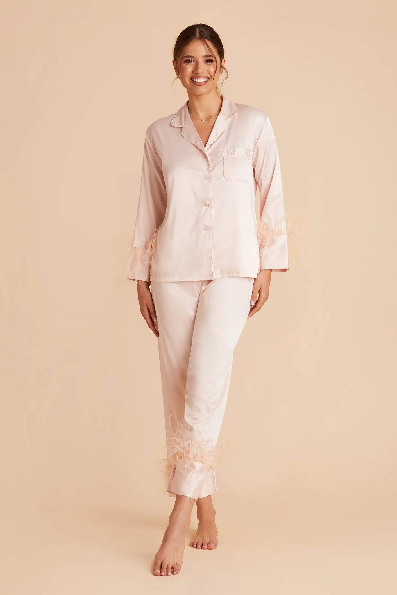 Feathered Pajama Set - Blush - Image 4