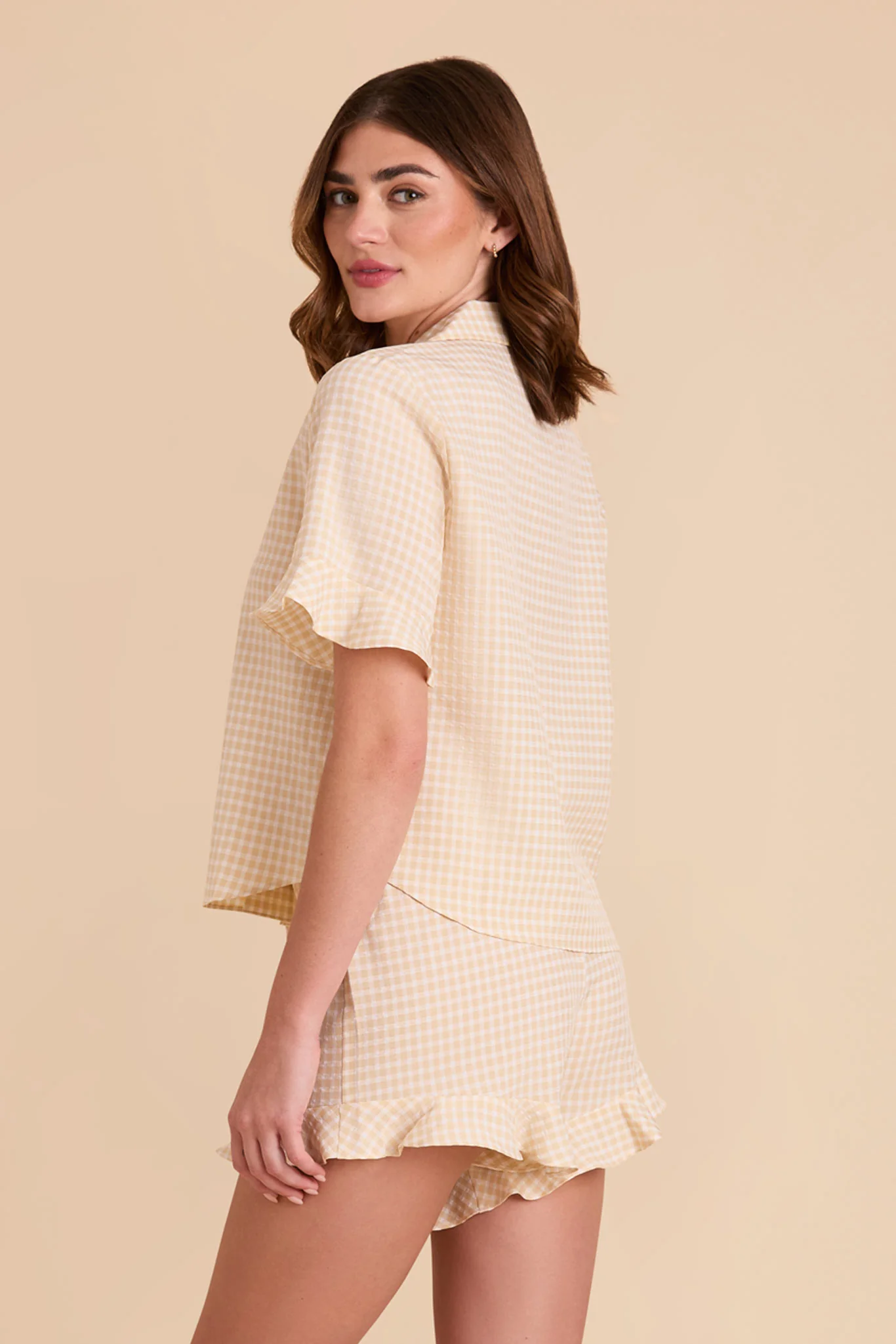 Frankie Gingham Pajama Set - Neutral Gingham - Image 10