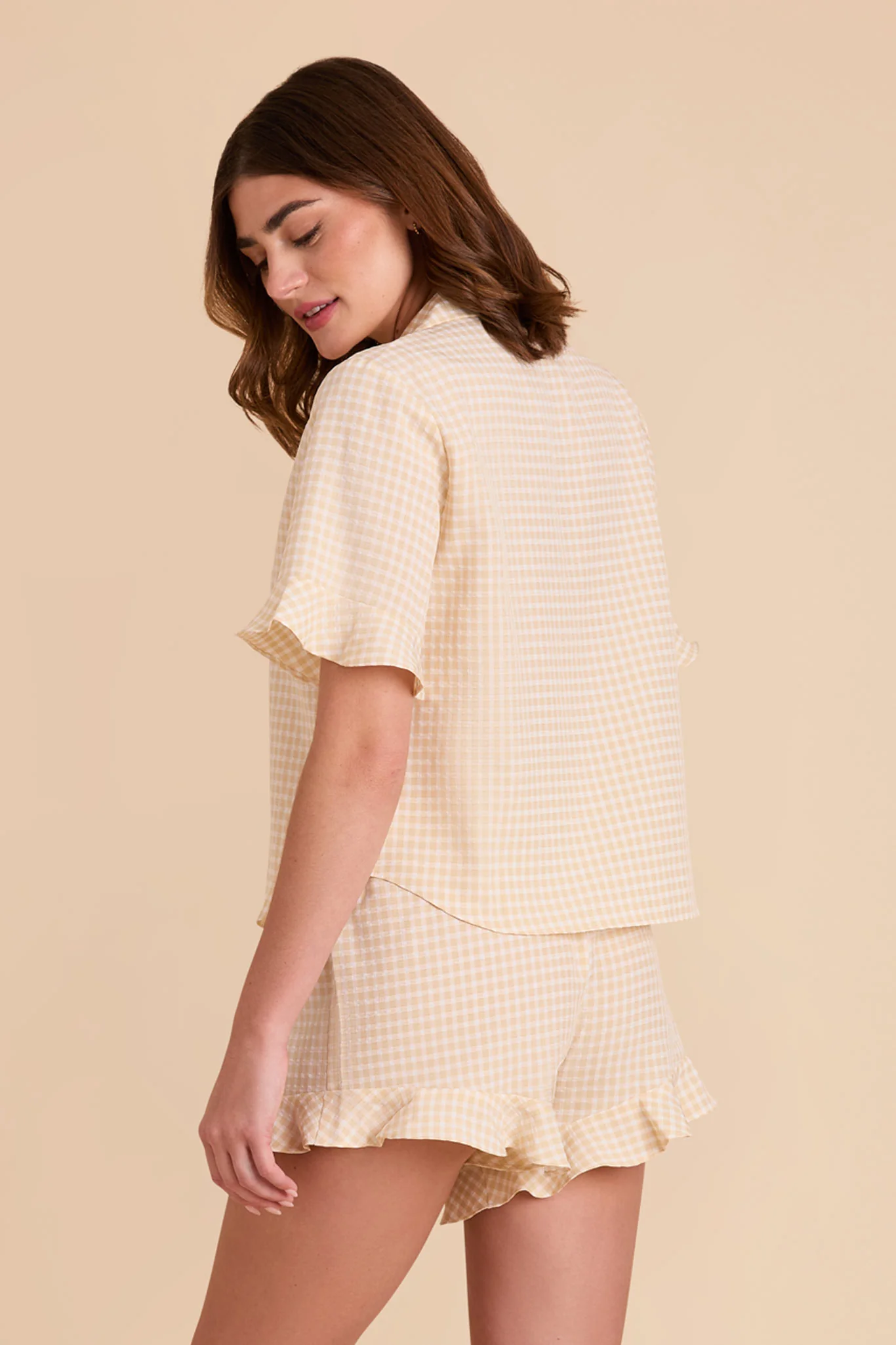 Frankie Gingham Pajama Set - Neutral Gingham - Image 11