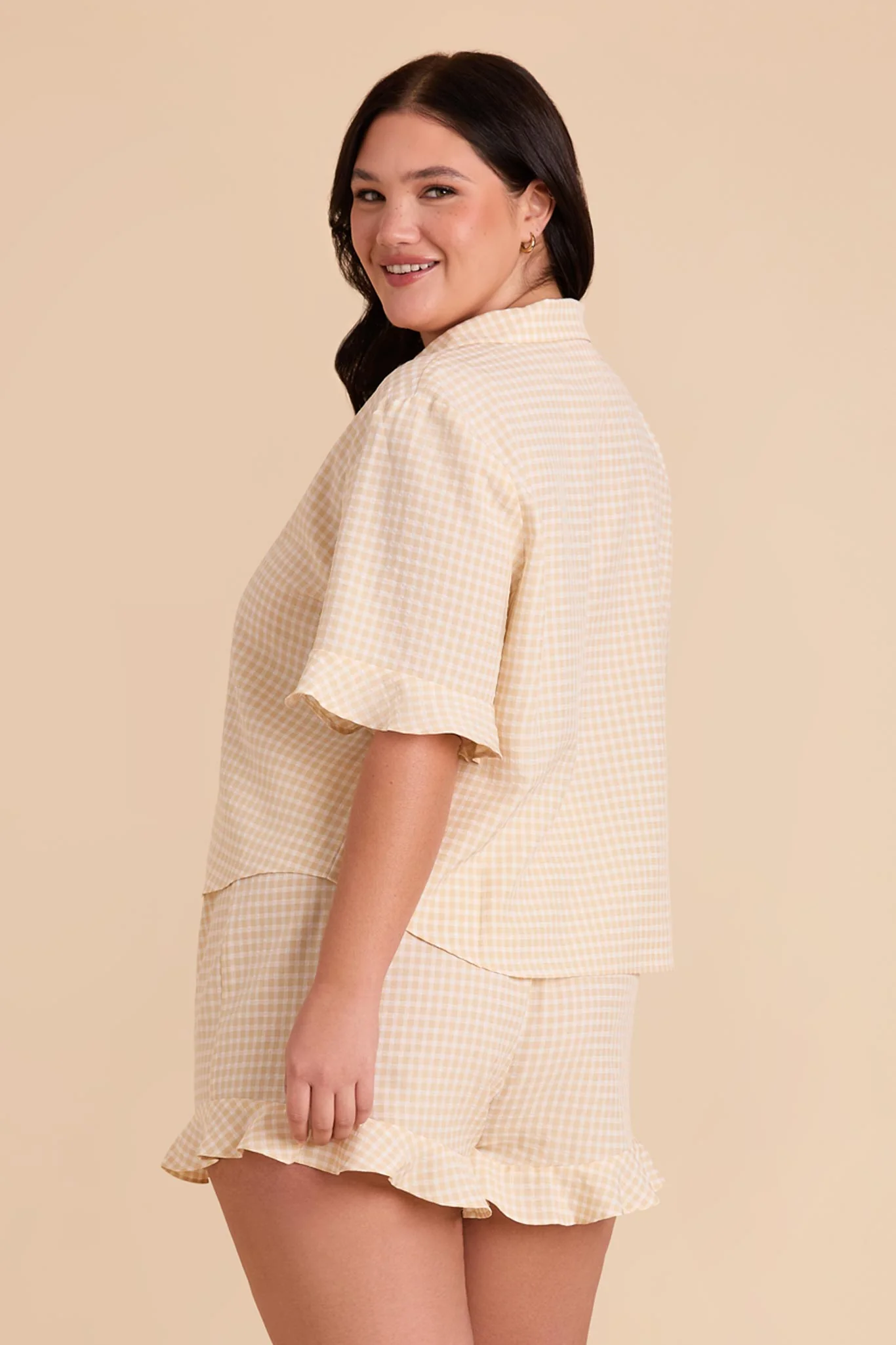 Frankie Gingham Pajama Set - Neutral Gingham - Image 17