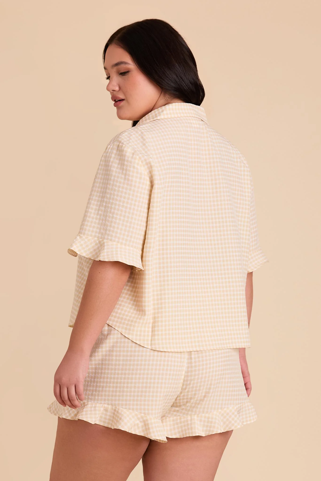 Frankie Gingham Pajama Set - Neutral Gingham - Image 18