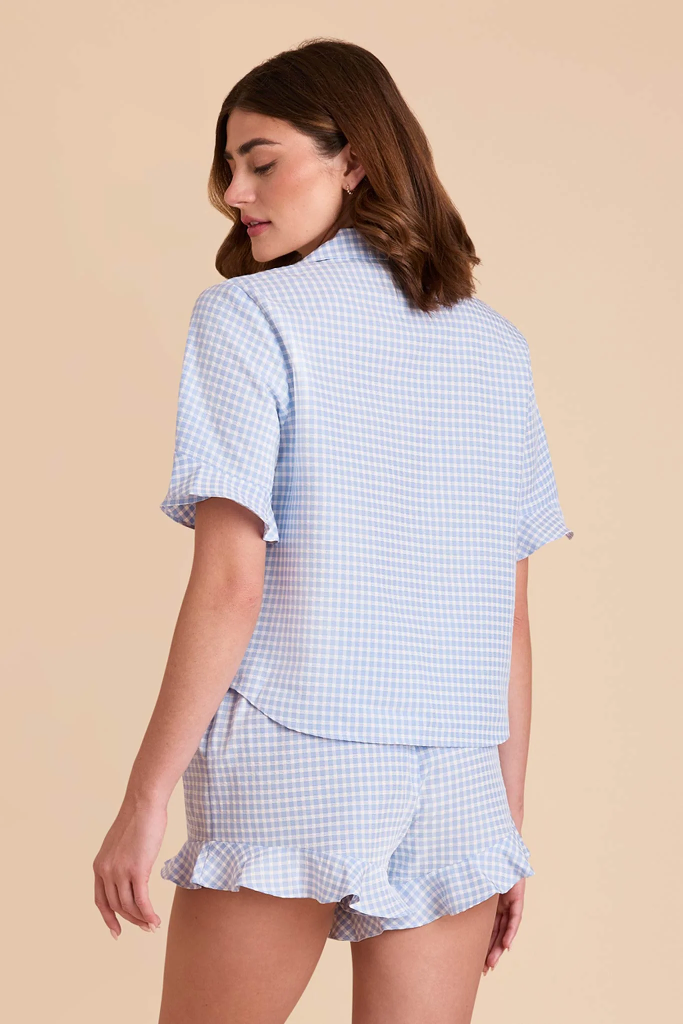 Frankie Gingham Pajama Set - Periwinkle Blue Gingham - Image 10