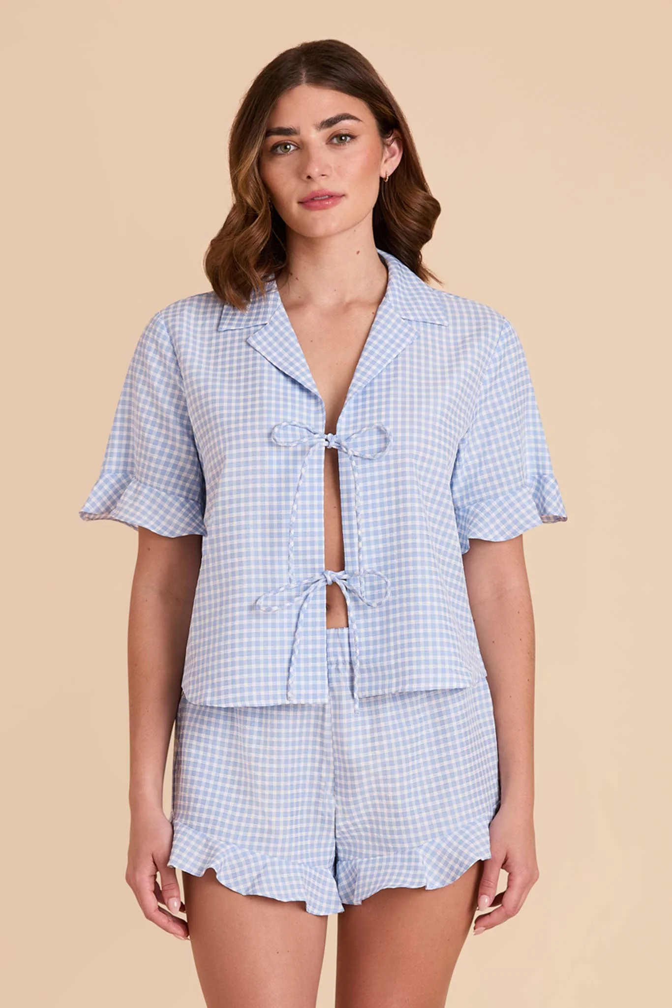 Frankie Gingham Pajama Set - Periwinkle Blue Gingham - Image 5